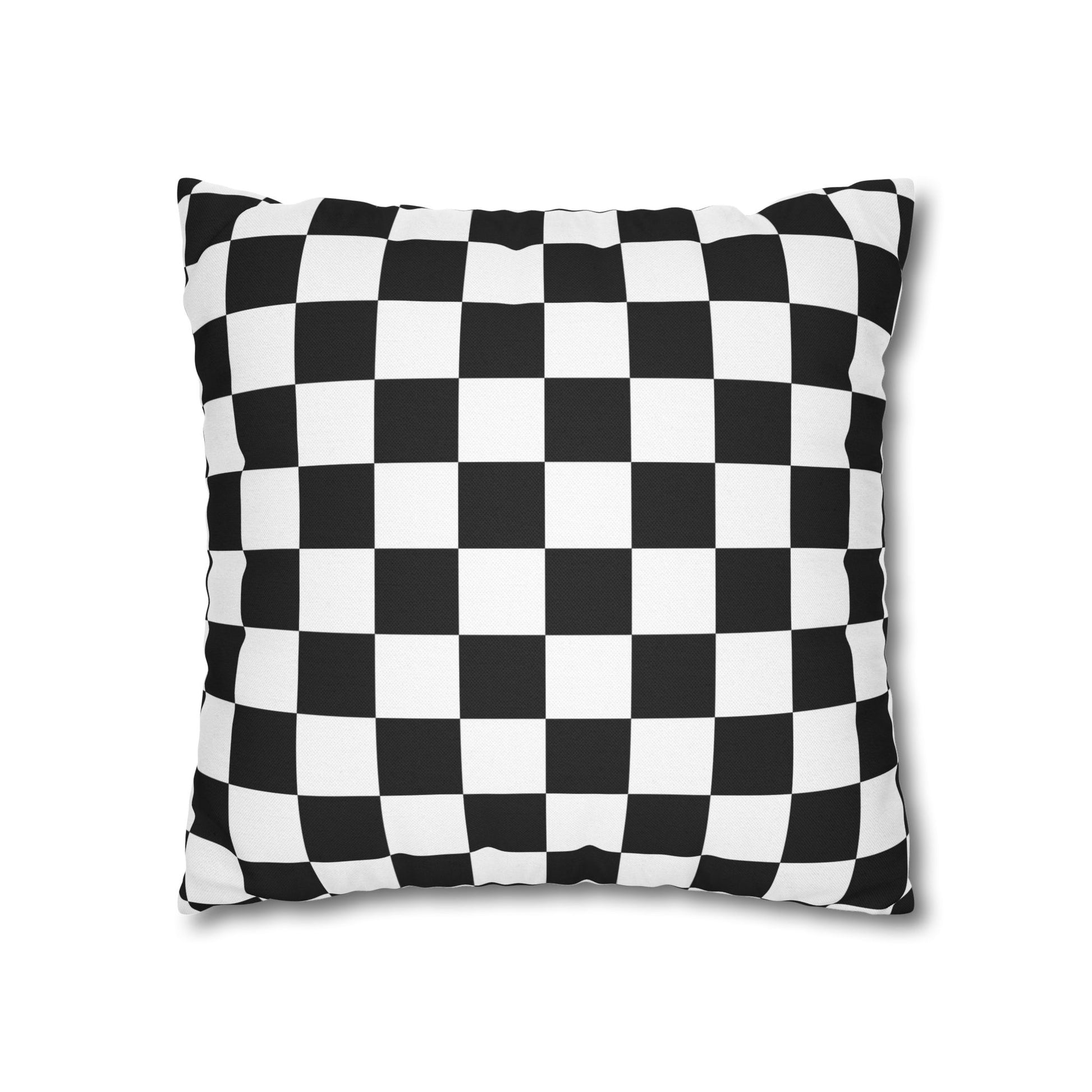 Checkerboard Black and White Spun Polyester Square Pillowcase, Artsulli - Art is Long, Life is Short, Home Decor, , , , , , , 