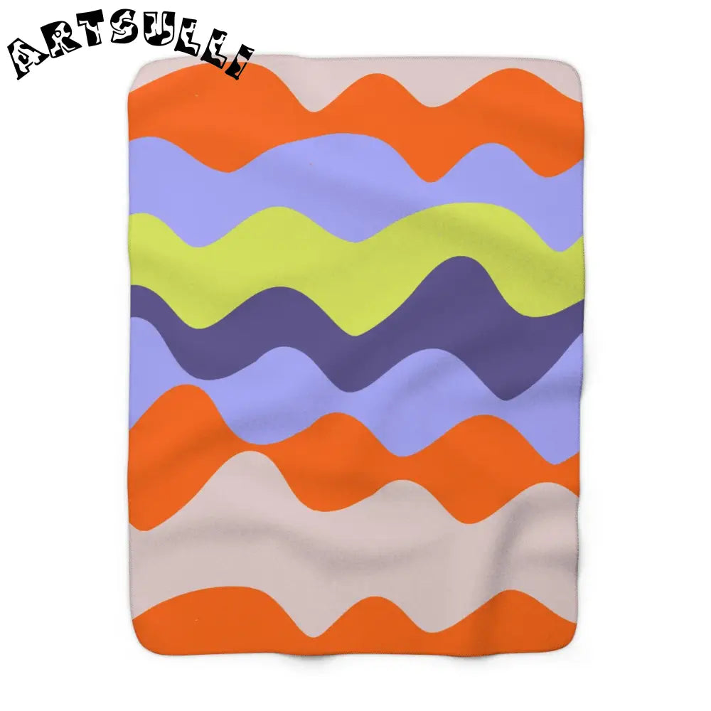 JAKKOUTTHEBXX Waves Red and Blue Sherpa Fleece Blanket JAKKOUTTHEBXX