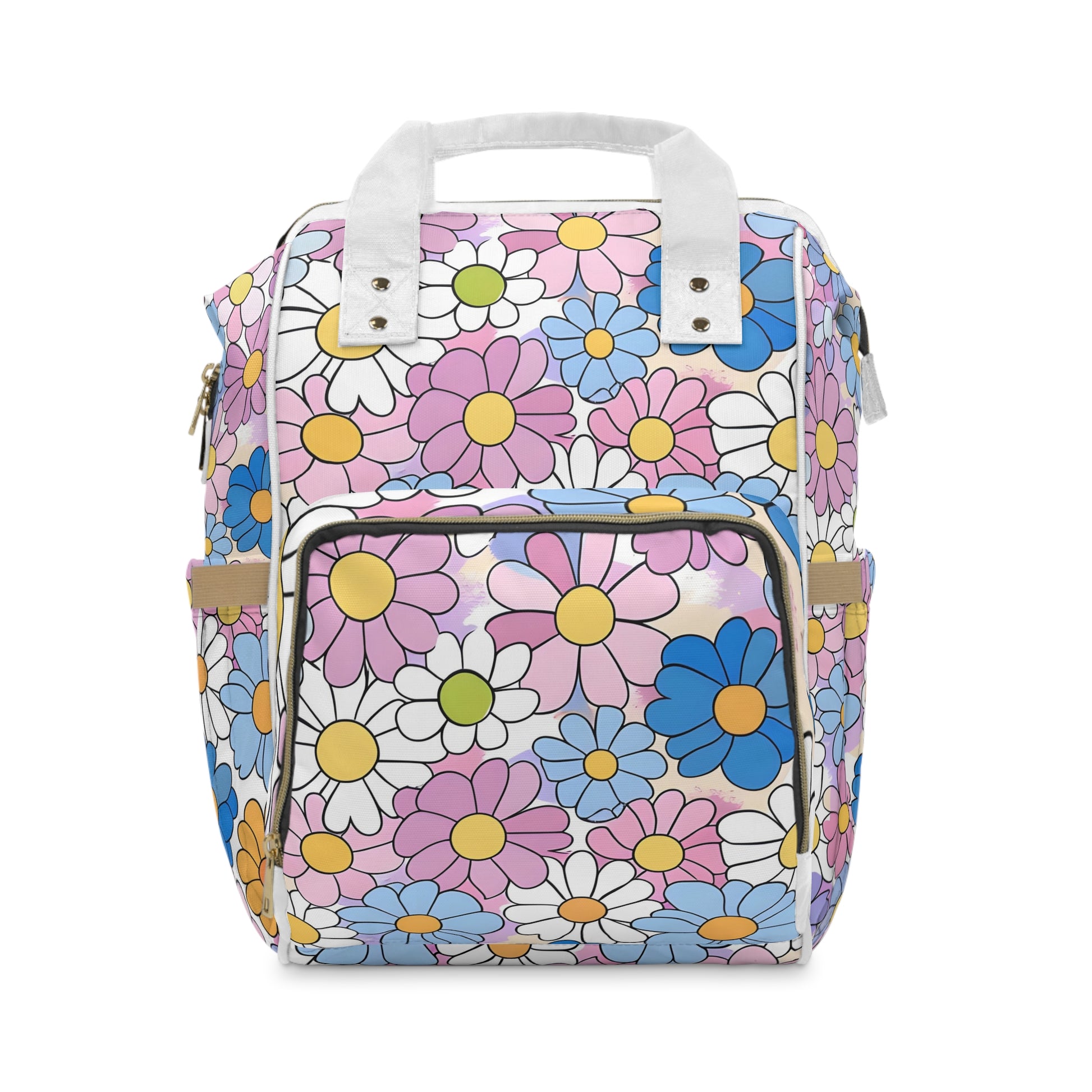 Flower Hour Purple and Blue Multifunctional Diaper Backpack, Artsulli - Art is Long, Life is Short, Bags, Size, 15.0" × 10.8" × 6.7'', , , , , 52371022350330
