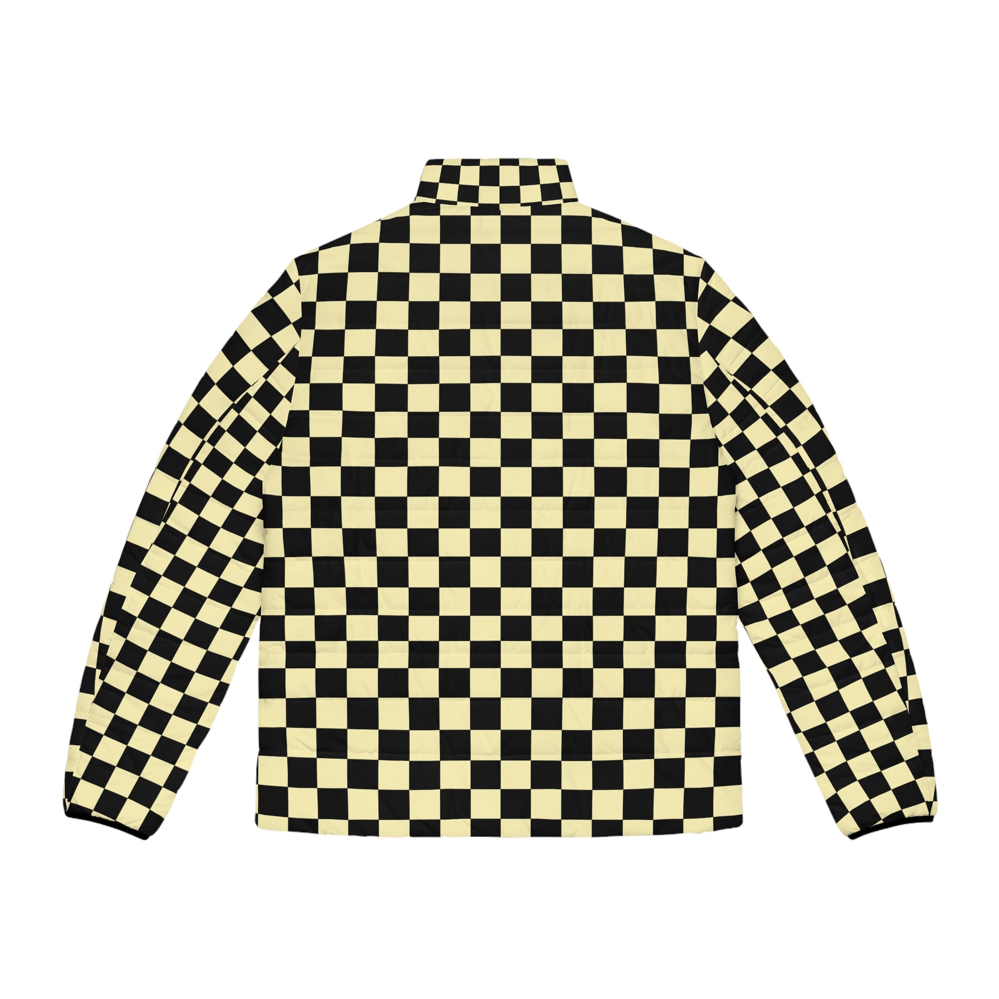 Checkerboard Black and Yellow Men's Puffer Jacket (AOP), Artsulli - Art is Long, Life is Short, All Over Prints, , , , , , , 