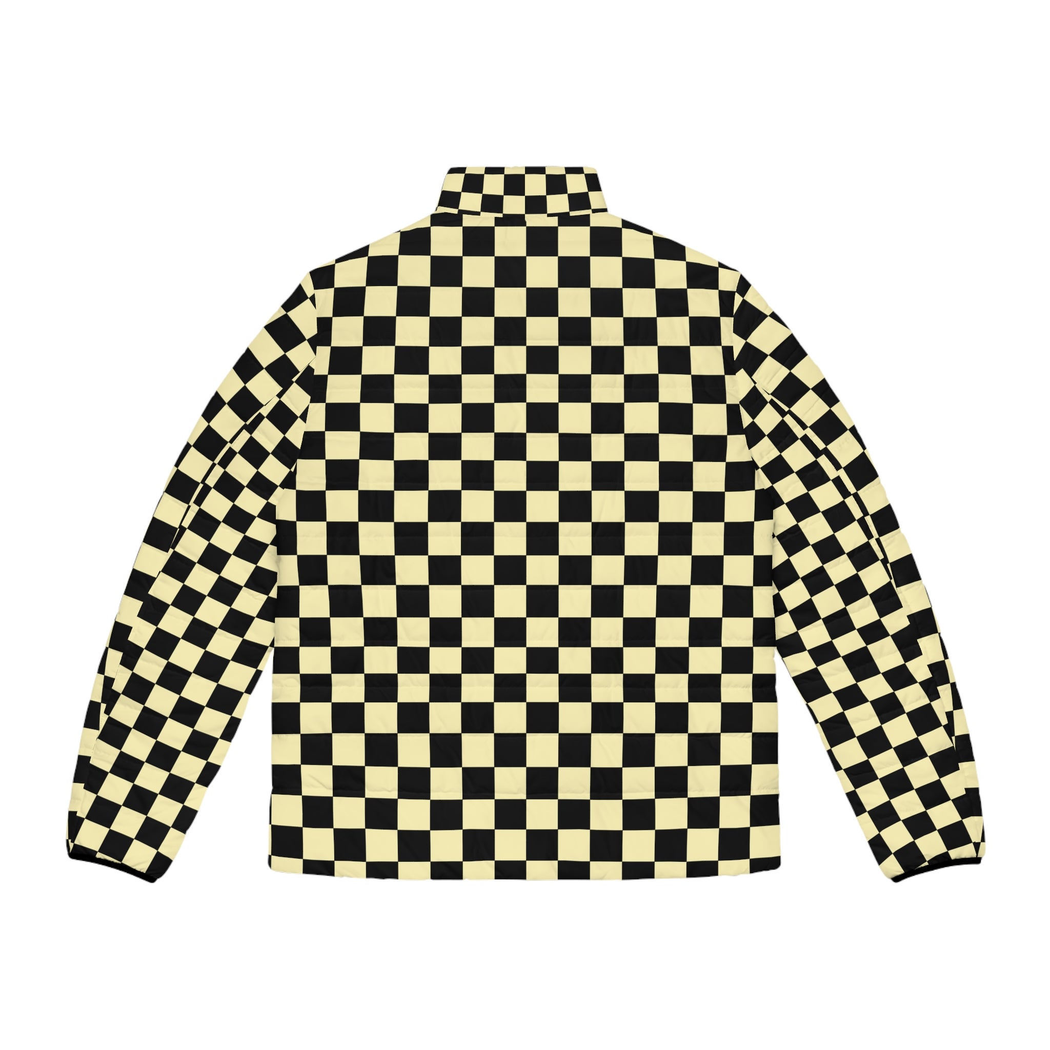Checkerboard Black and Yellow Men's Puffer Jacket (AOP), Artsulli - Art is Long, Life is Short, All Over Prints, , , , , , , 