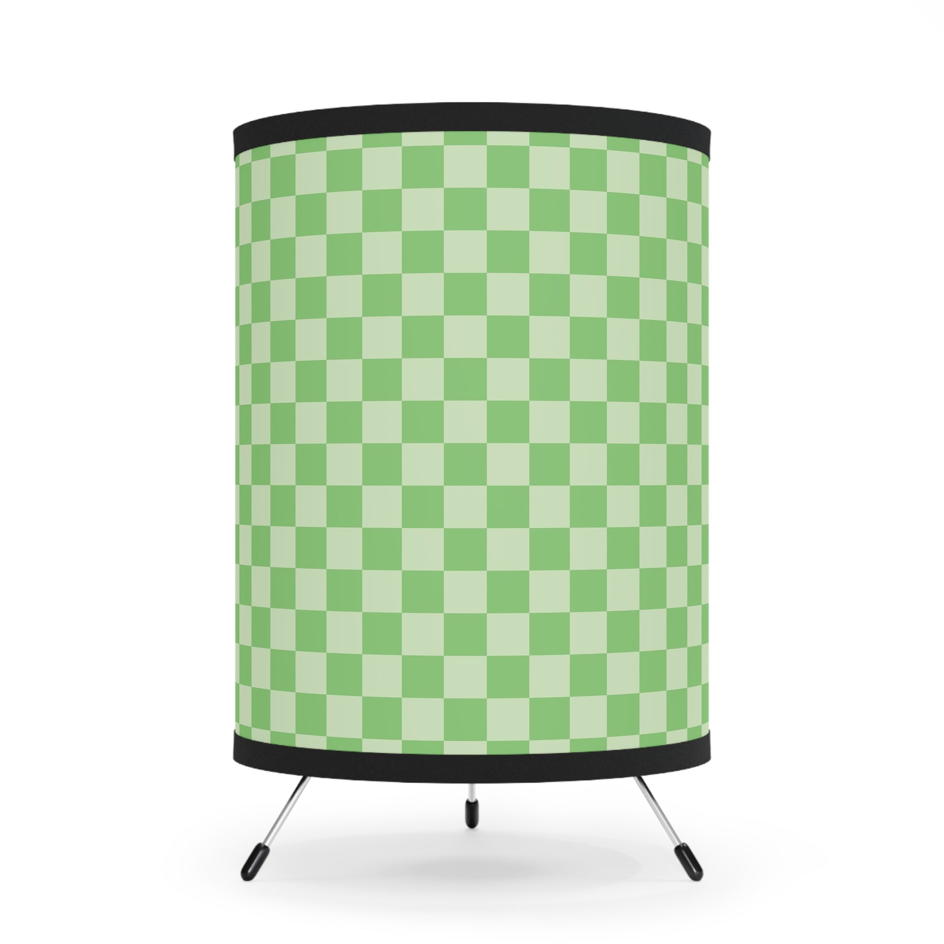 Checkerboard Green Tripod Lamp with High-Res Printed Shade, US\CA plug, Artsulli - Art is Long, Life is Short, Home Decor, Size, One size, Color, Black, , , 25696210266767362996