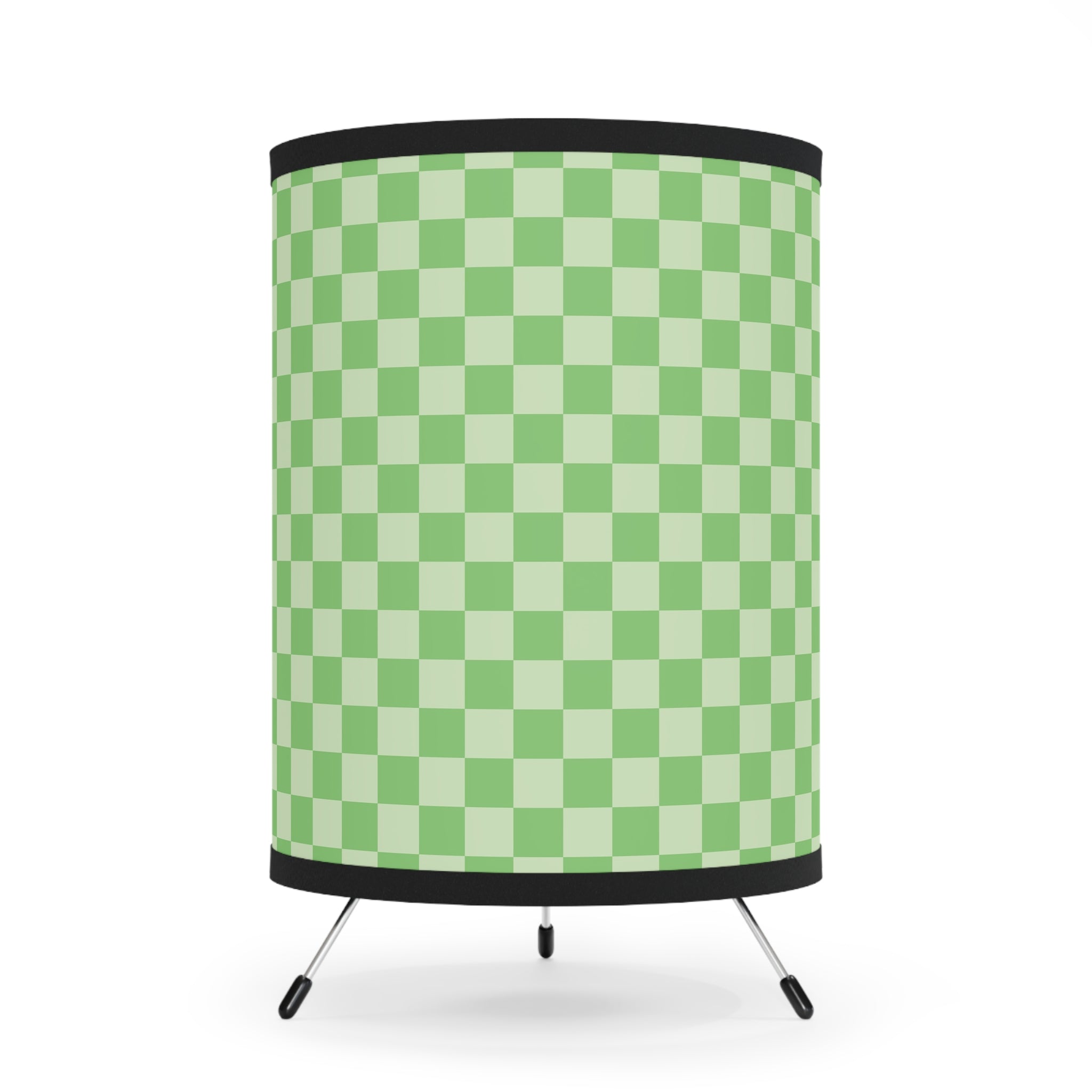 Checkerboard Green Tripod Lamp with High-Res Printed Shade, US\CA plug, Artsulli - Art is Long, Life is Short, Home Decor, Size, One size, Color, Black, , , 25696210266767362996