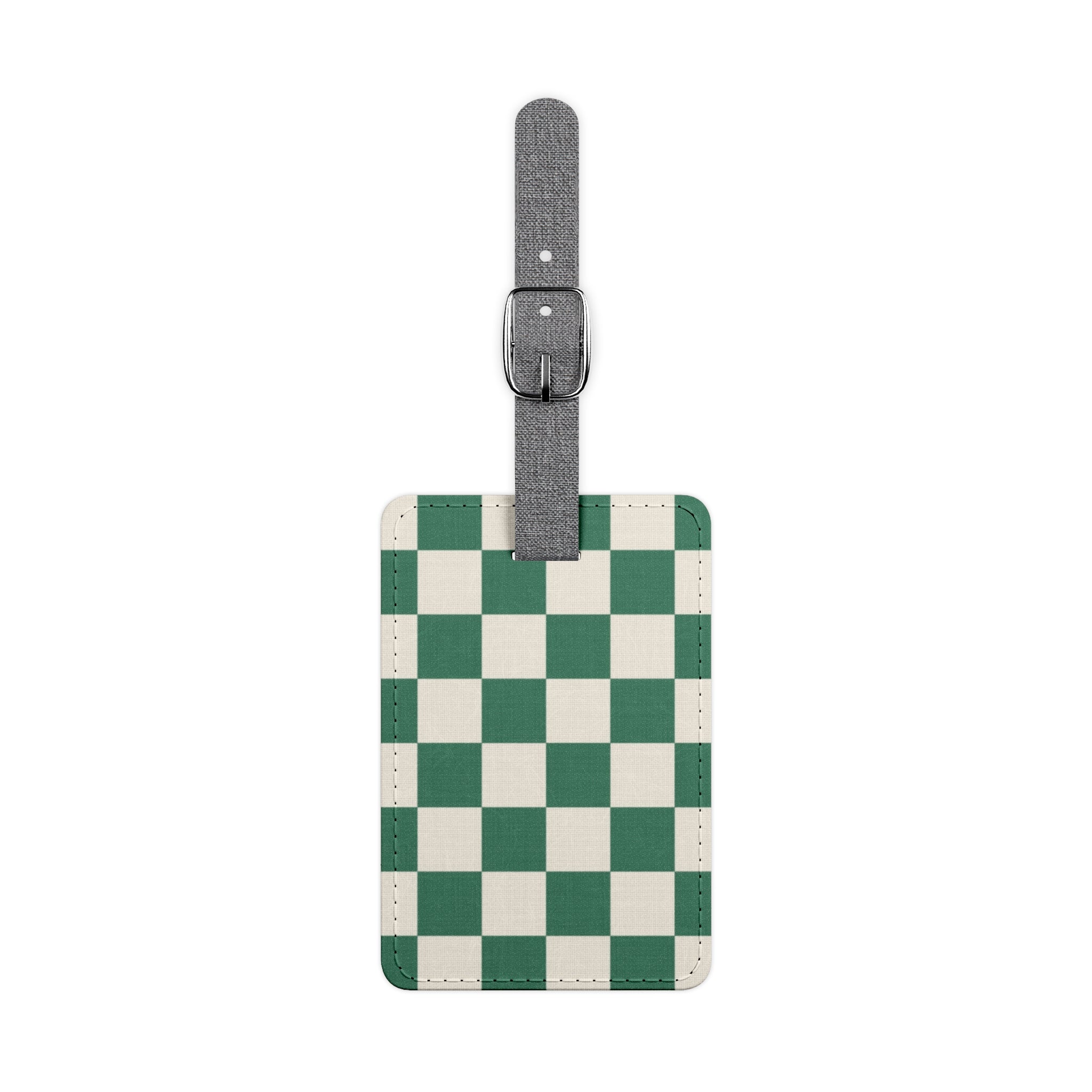 Checkerboard Dark Green Saffiano Polyester Luggage Tag, Rectangle, Artsulli - Art is Long, Life is Short, Accessories, Size, One size, Shape, Rectangle, , , 11922966407247344143