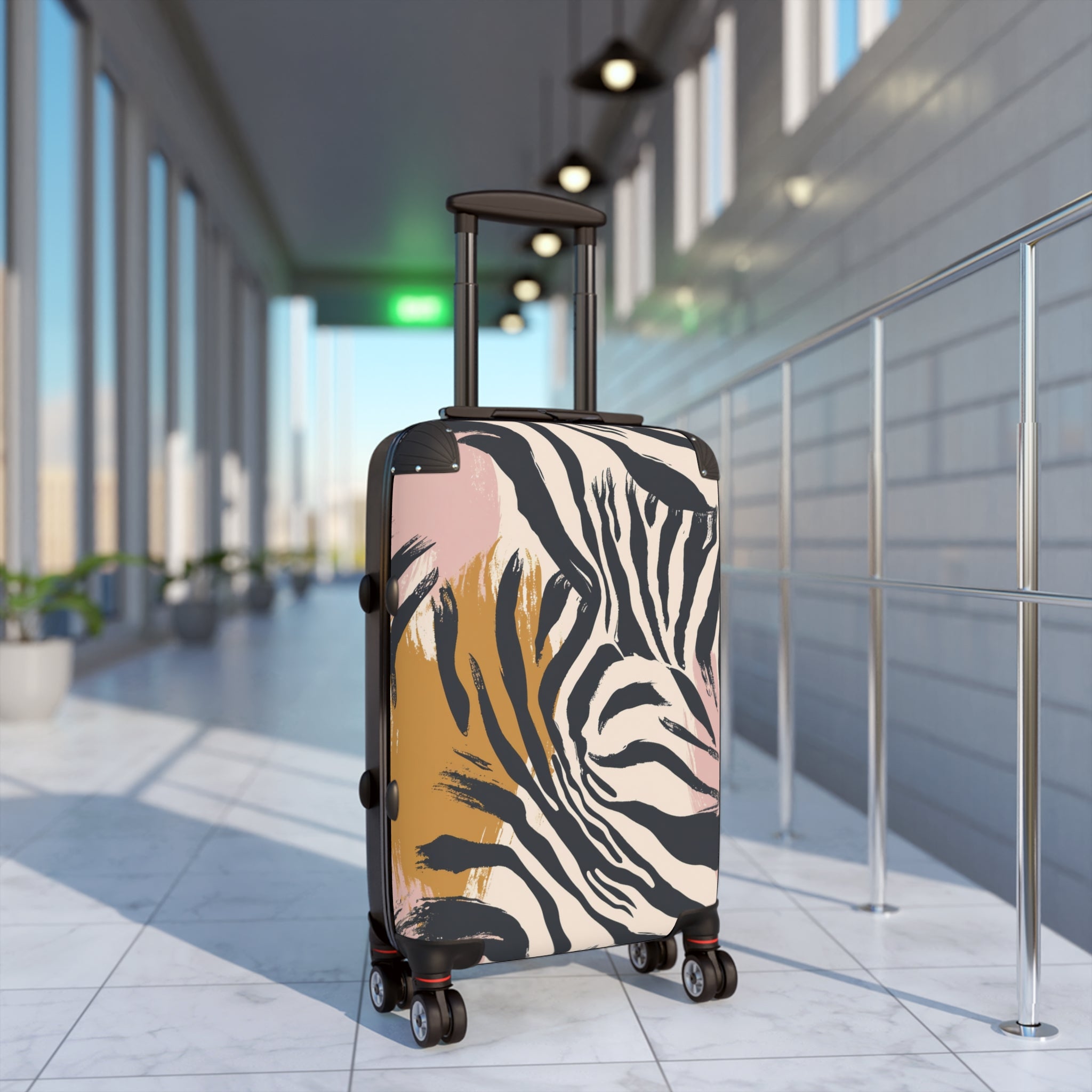 Zebra Brush Strokes Suitcase, Artsulli - Art is Long, Life is Short, Bags, , , , , , , 