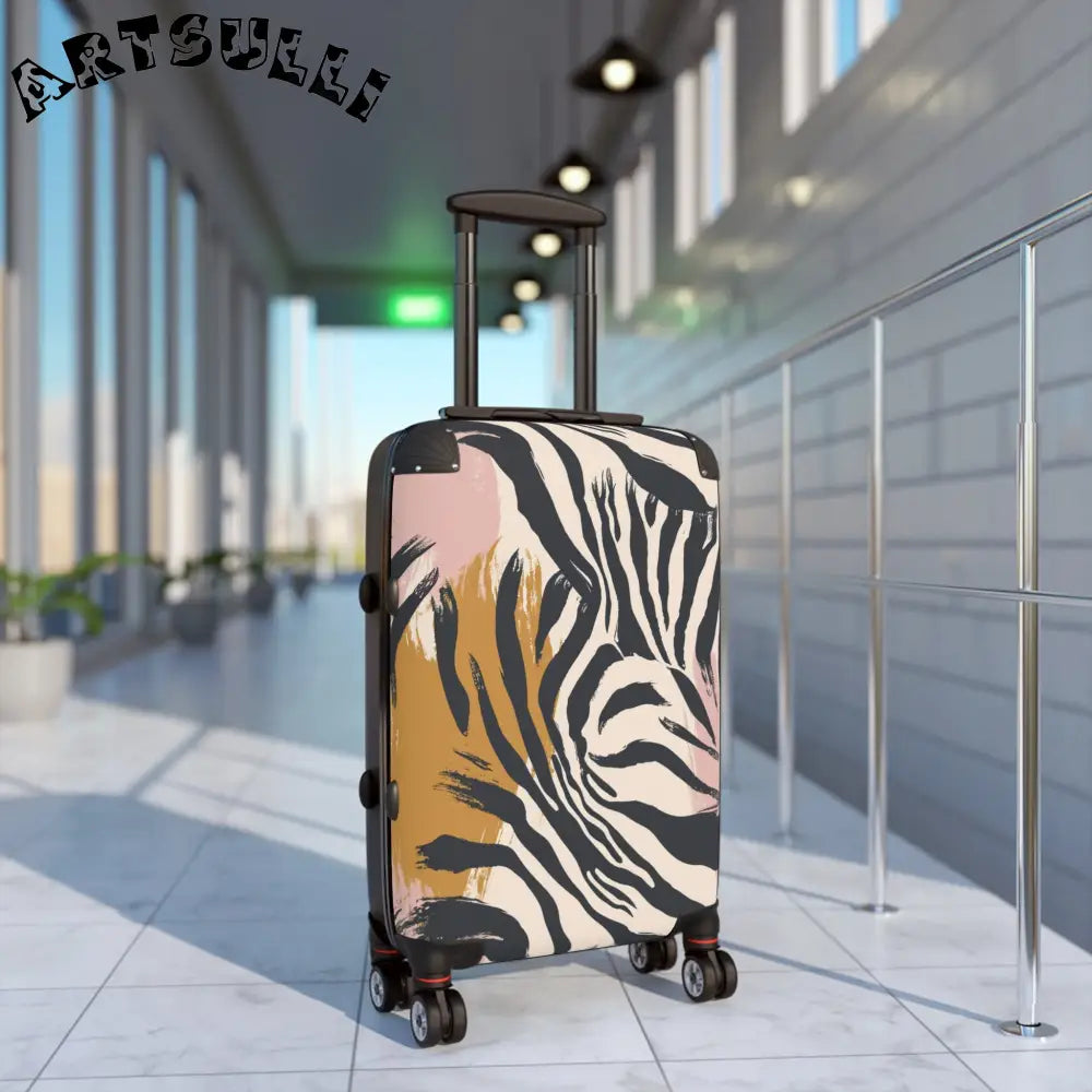 JAKKOUTTHEBXX Zebra Print Hard Shell Carry-On Luggage with Spinner
