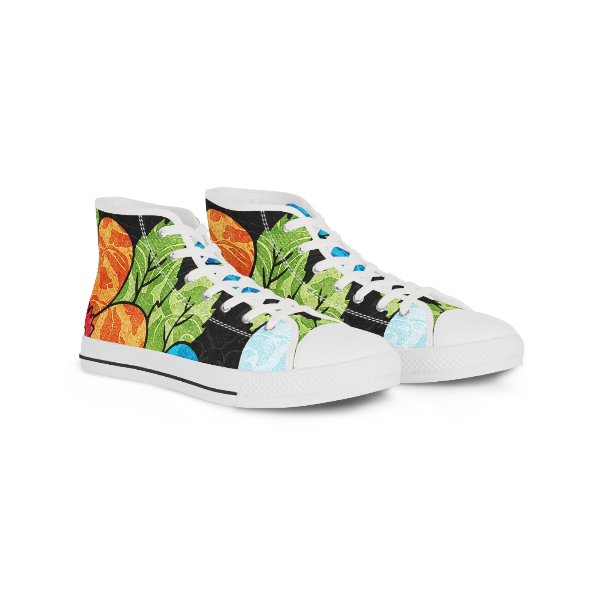 Groovy Black Floral Kl Men's High Top Sneakers, Artsulli - Art is Long, Life is Short, Shoes, Size, US 5, Color, White sole, , , 21527002600769978597