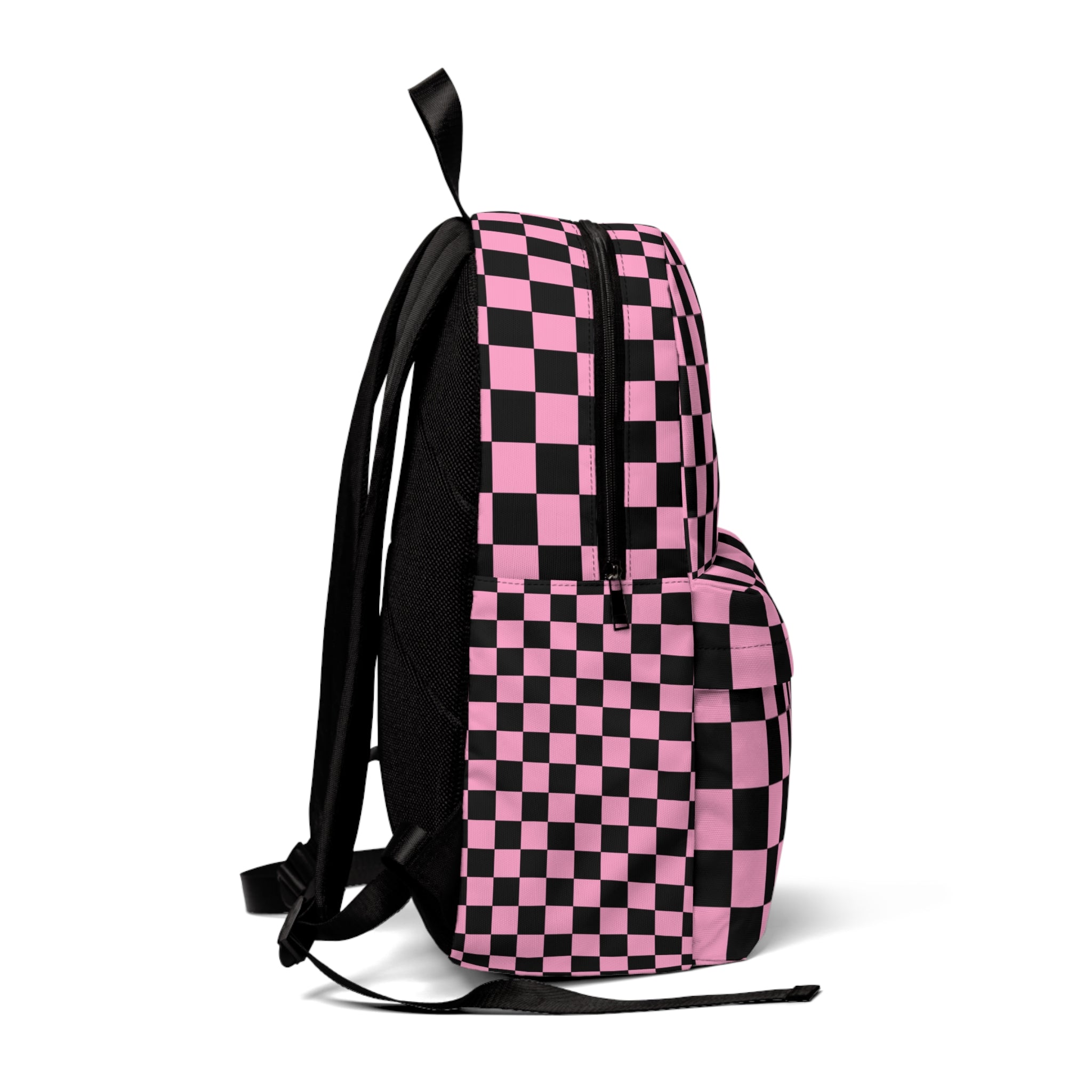 Checkerboard Black and Pink Unisex Classic Backpack, Artsulli - Art is Long, Life is Short, Bags, , , , , , , 