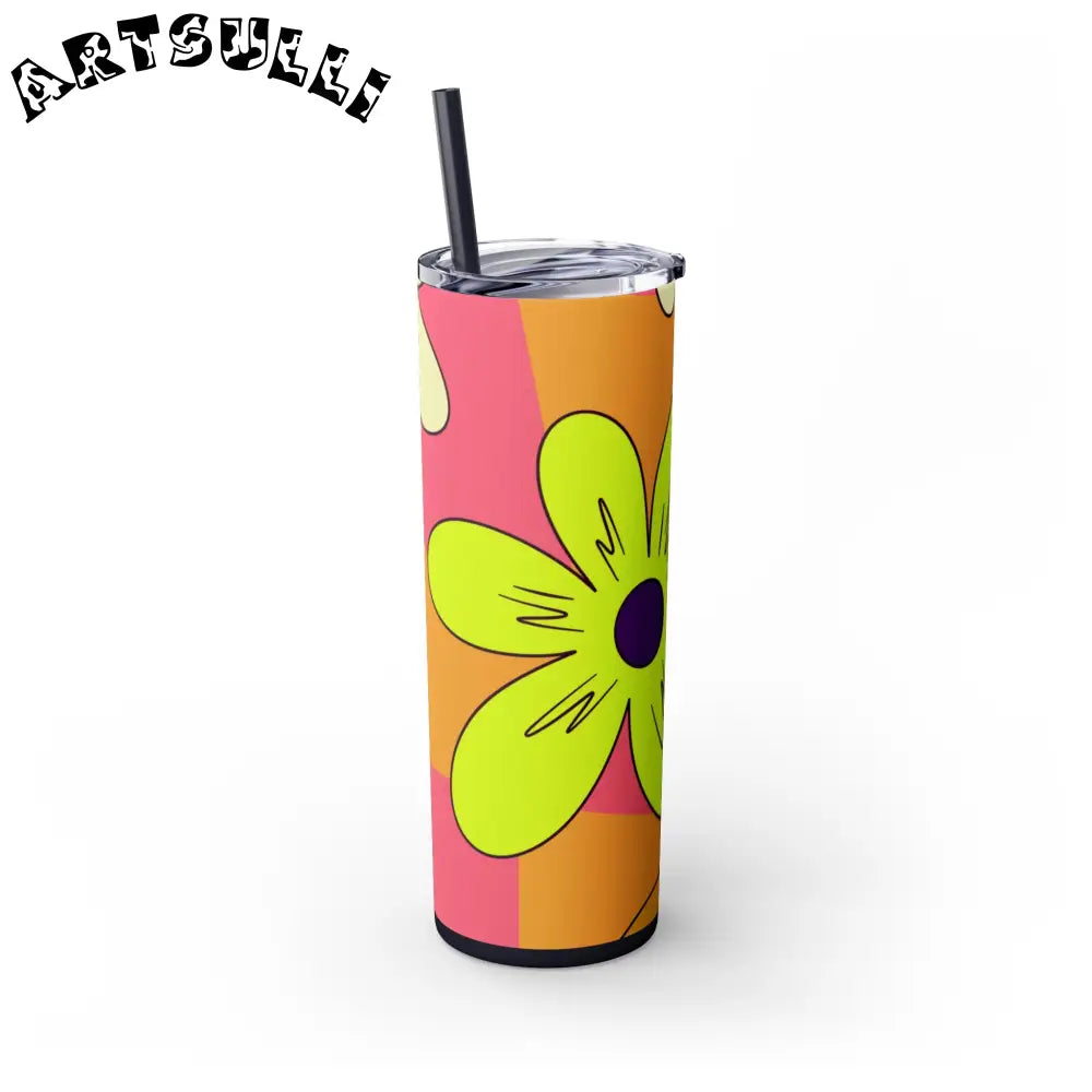 JAKKOUTTHEBXX Trippy Sour Face Rave Skinny Tumbler with Straw 20oz