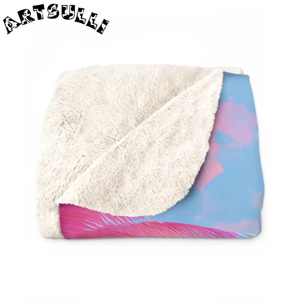 JAKKOUTTHEBXX Ethereal Pastel Palms Sherpa Fleece Blanket