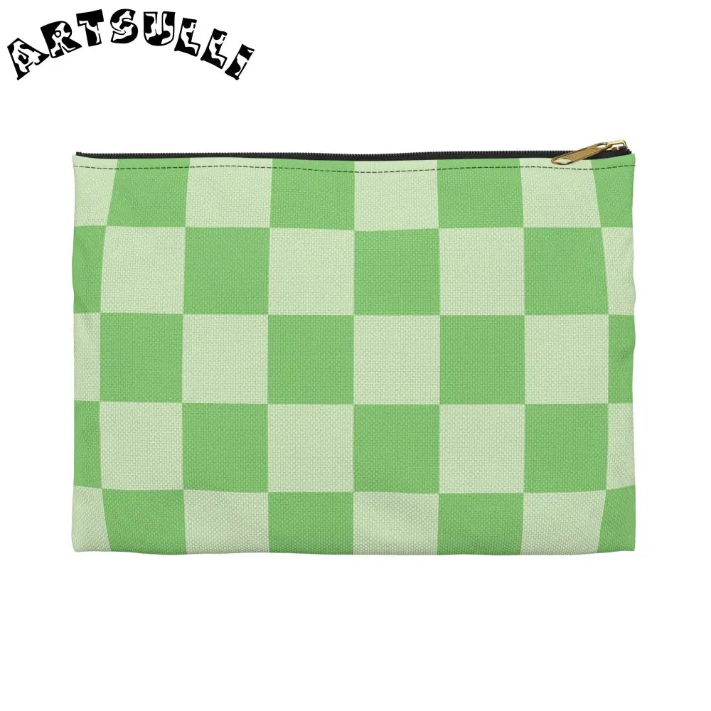 JAKKOUTTHEBXX Checkerboard Green Accessory Pouch JAKKOUTTHEBXX
