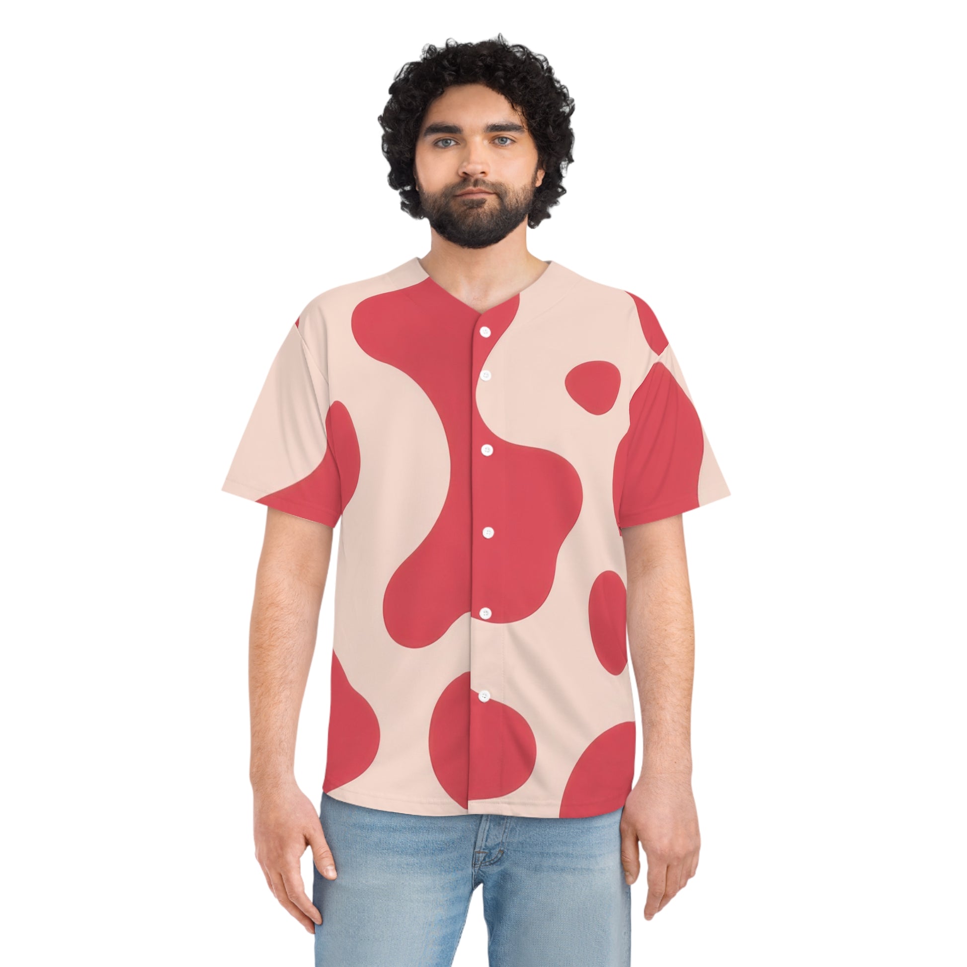 Red Jungle Cow Men's Baseball Jersey (AOP), Artsulli - Art is Long, Life is Short, All Over Prints, , , , , , , 