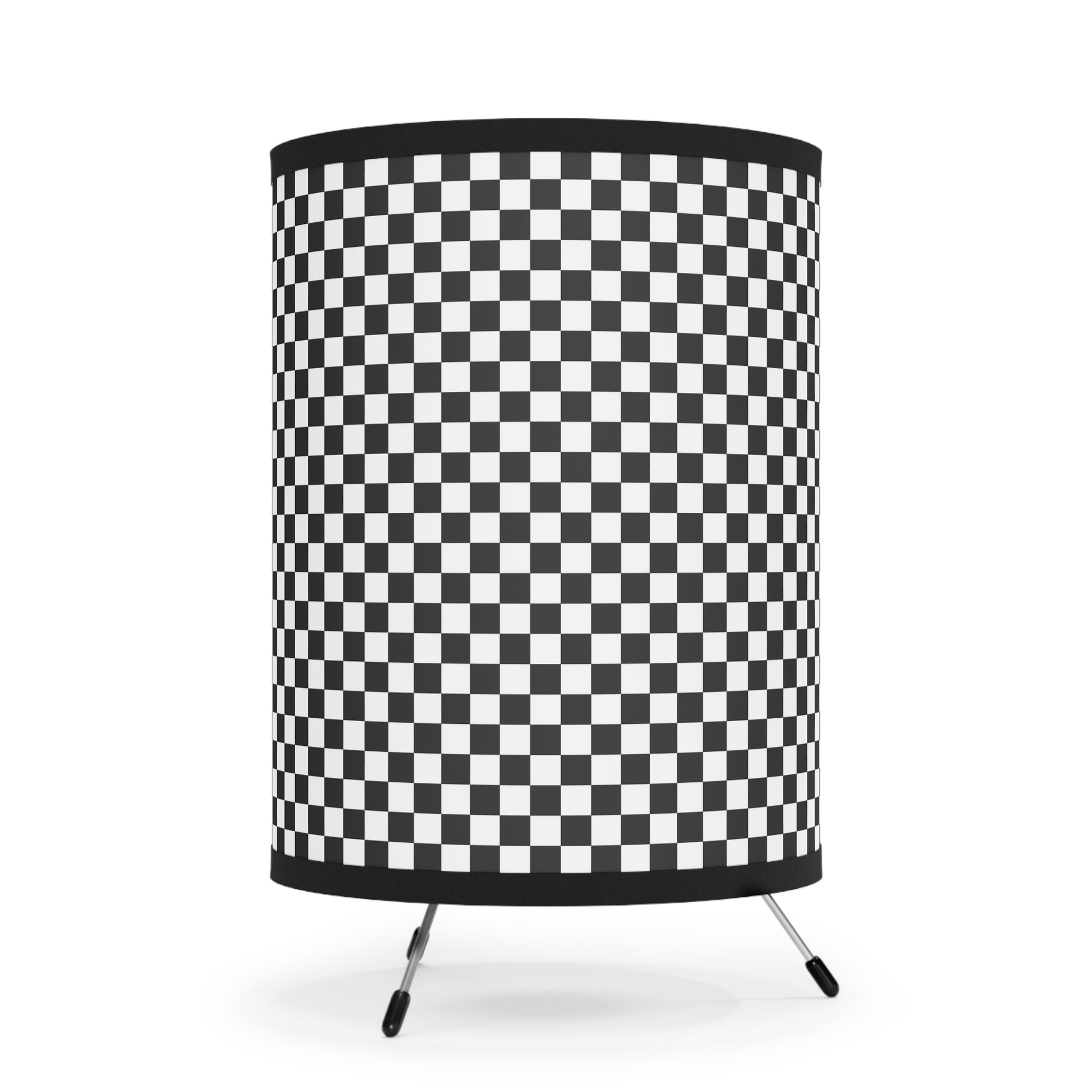 Checkerboard White and Black Tripod Lamp with High-Res Printed Shade, US\CA plug, Artsulli - Art is Long, Life is Short, Home Decor, , , , , , , 
