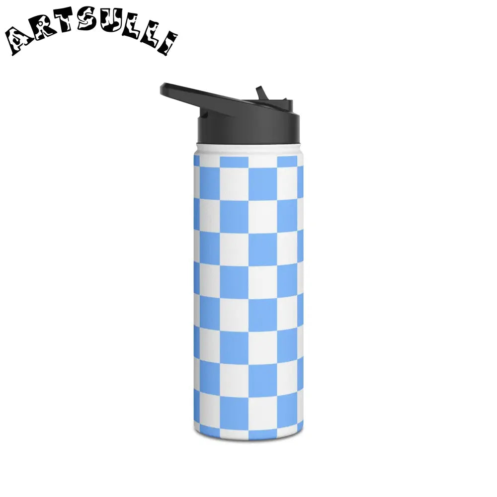 JAKKOUTTHEBXX Checkerboard White and Light Blue Stainless Steel