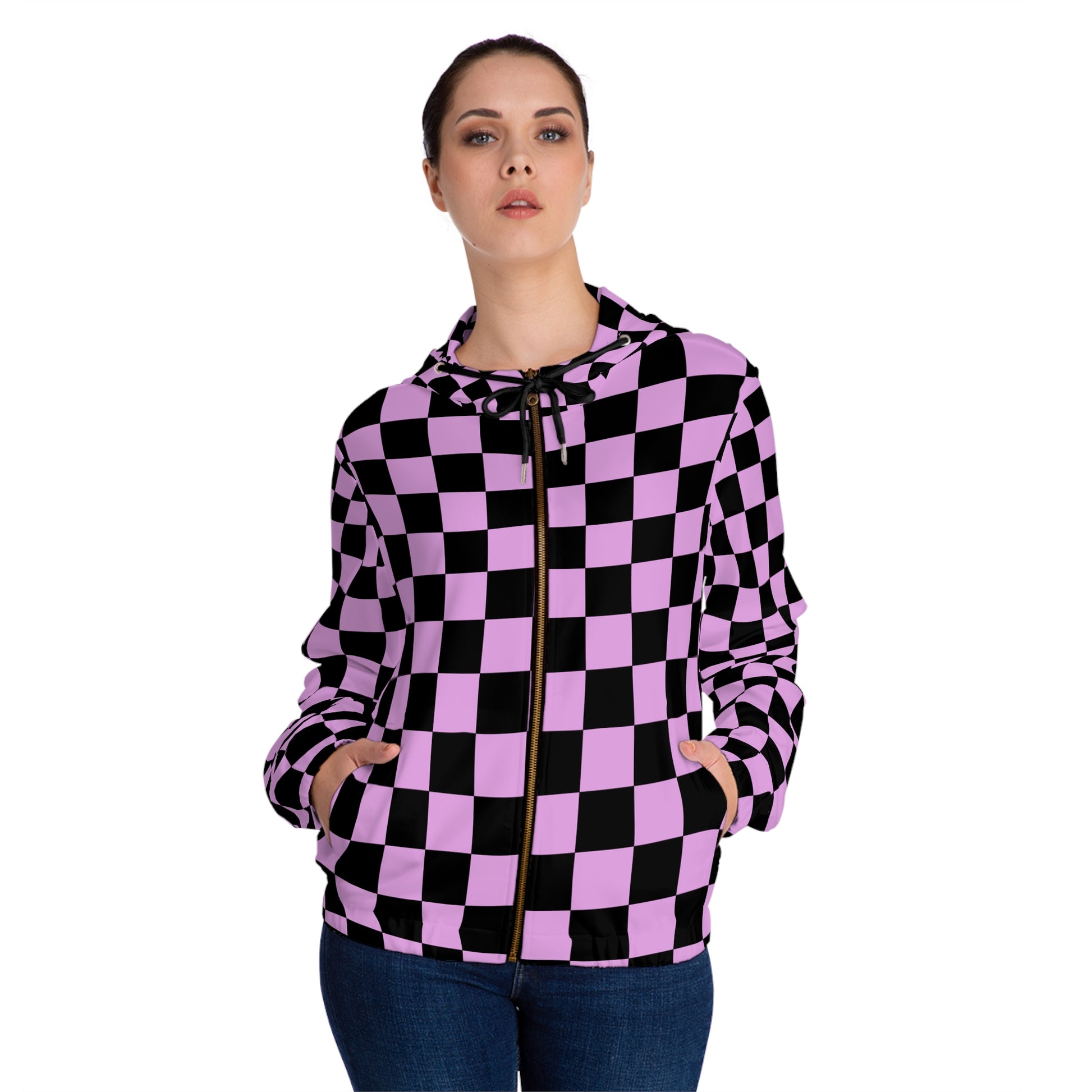 Pixel Punk Vision Women’s Full-Zip Hoodie (AOP), Artsulli - Art is Long, Life is Short, All Over Prints, , , , , , , 