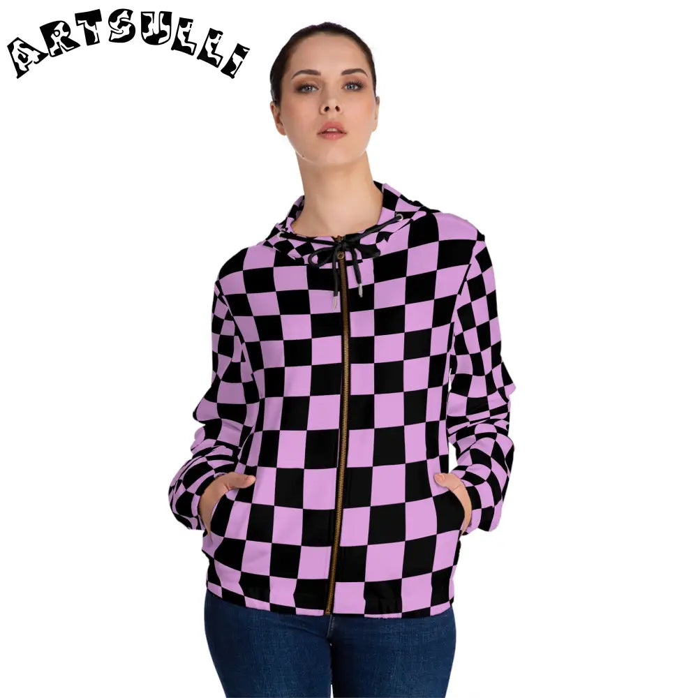 JAKKOUTTHEBXX Pixel Punk Vision Women’s Full-Zip Hoodie (AOP)