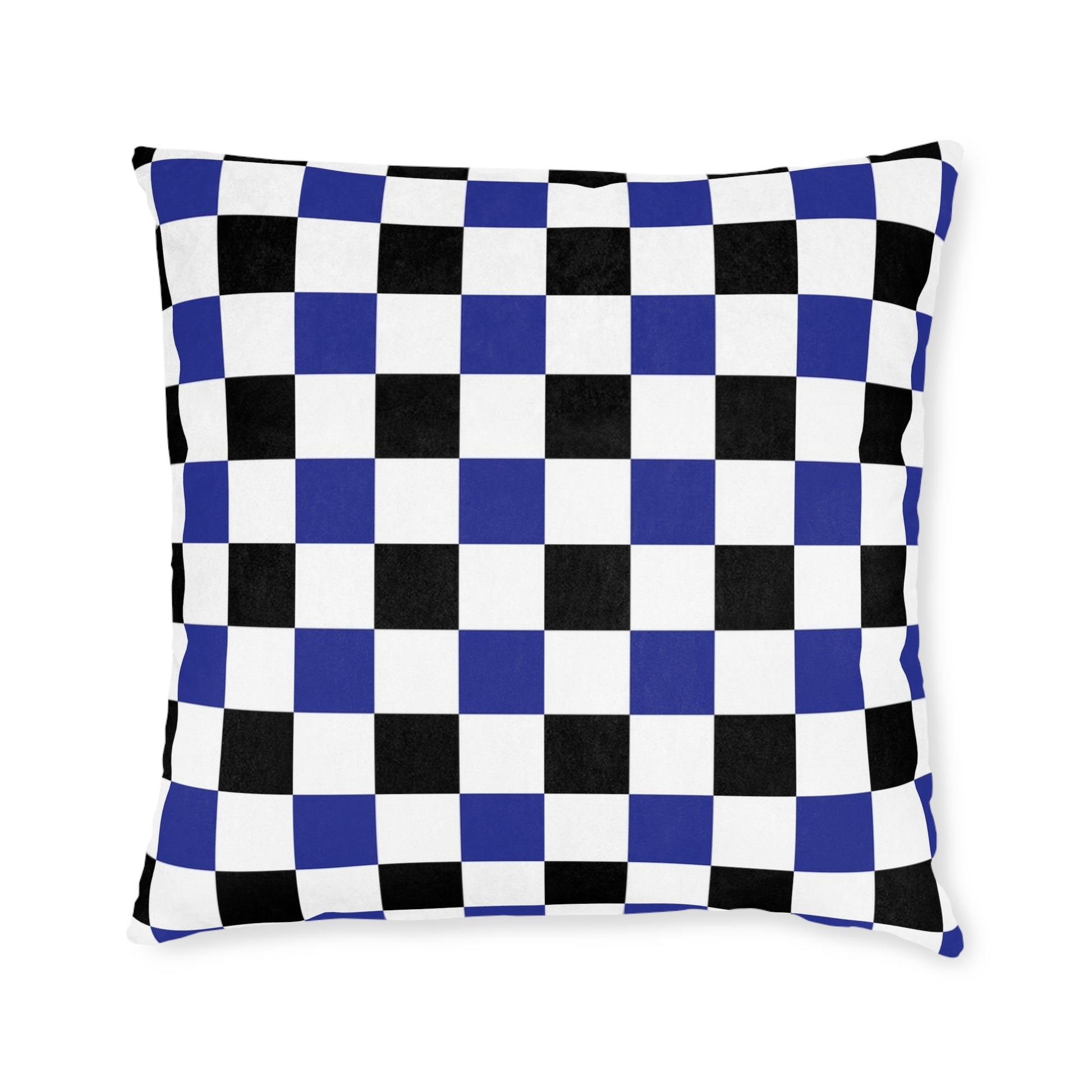 Checkerboard Blue White and Black Square Pillow, Artsulli - Art is Long, Life is Short, Home Decor, Size, 22" × 22", , , , , 28545931230933929089