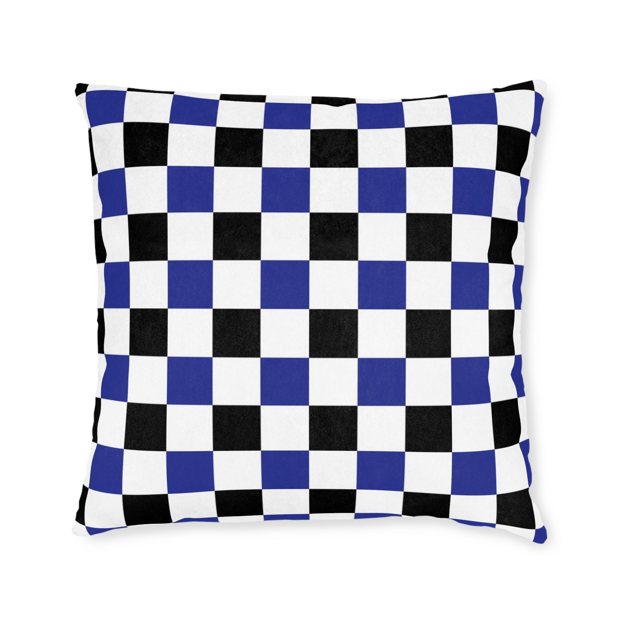 Checkerboard Blue White and Black Square Pillow, Artsulli - Art is Long, Life is Short, Home Decor, Size, 22" × 22", , , , , 28545931230933929089