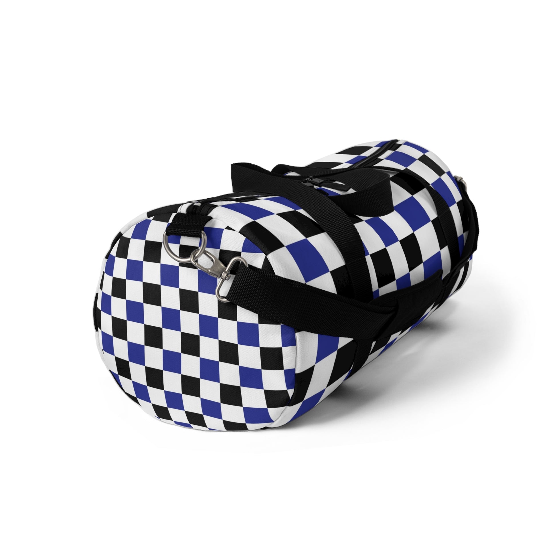 Checkerboard Blue White and Black Duffel Bag, Artsulli - Art is Long, Life is Short, Bags, , , , , , , 