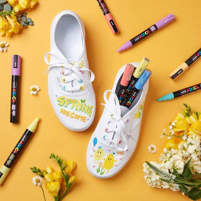 Uni Poscas Markers Single Packaged Acrylic Paint Color PC-1M PC-3M PC-5M Pen Graffiti Rock Metal Poster Painting Craft Supplies