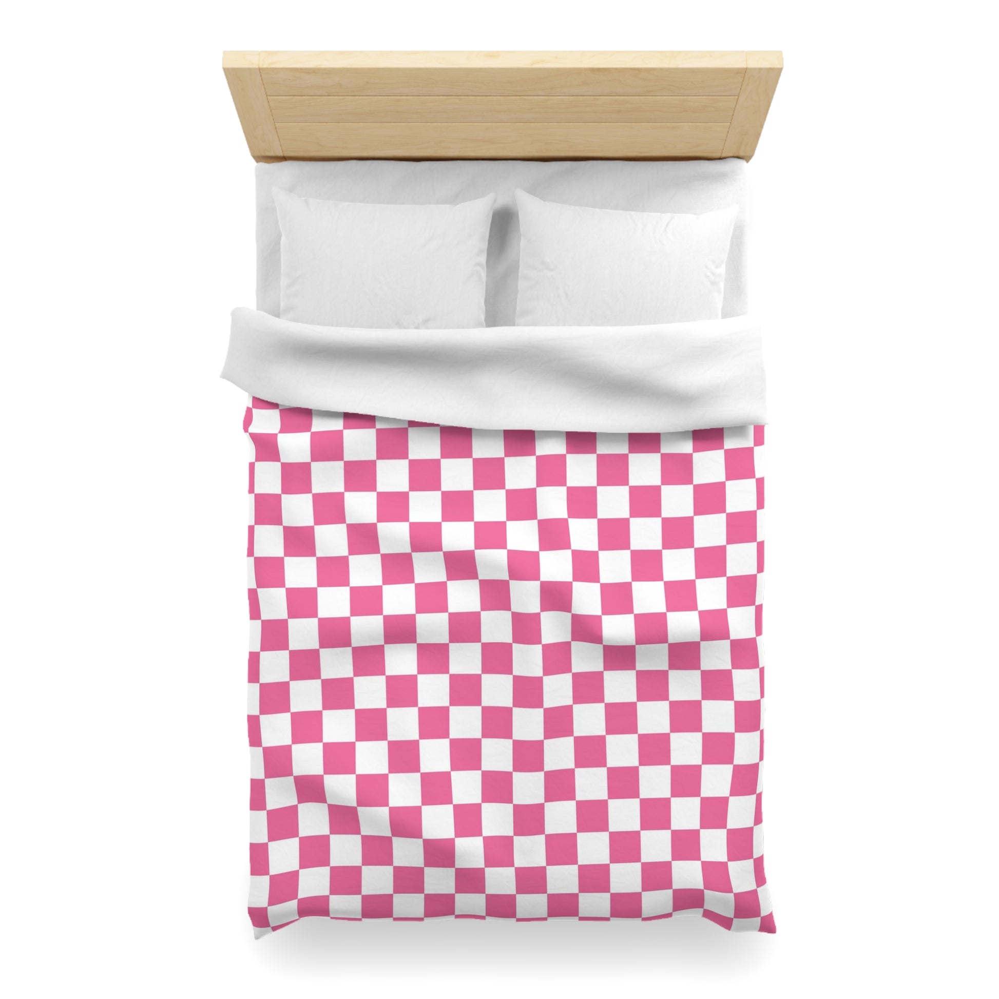 Yuyushiki Pink Check Microfiber Duvet Cover, Artsulli - Art is Long, Life is Short, Home Decor, , , , , , , 