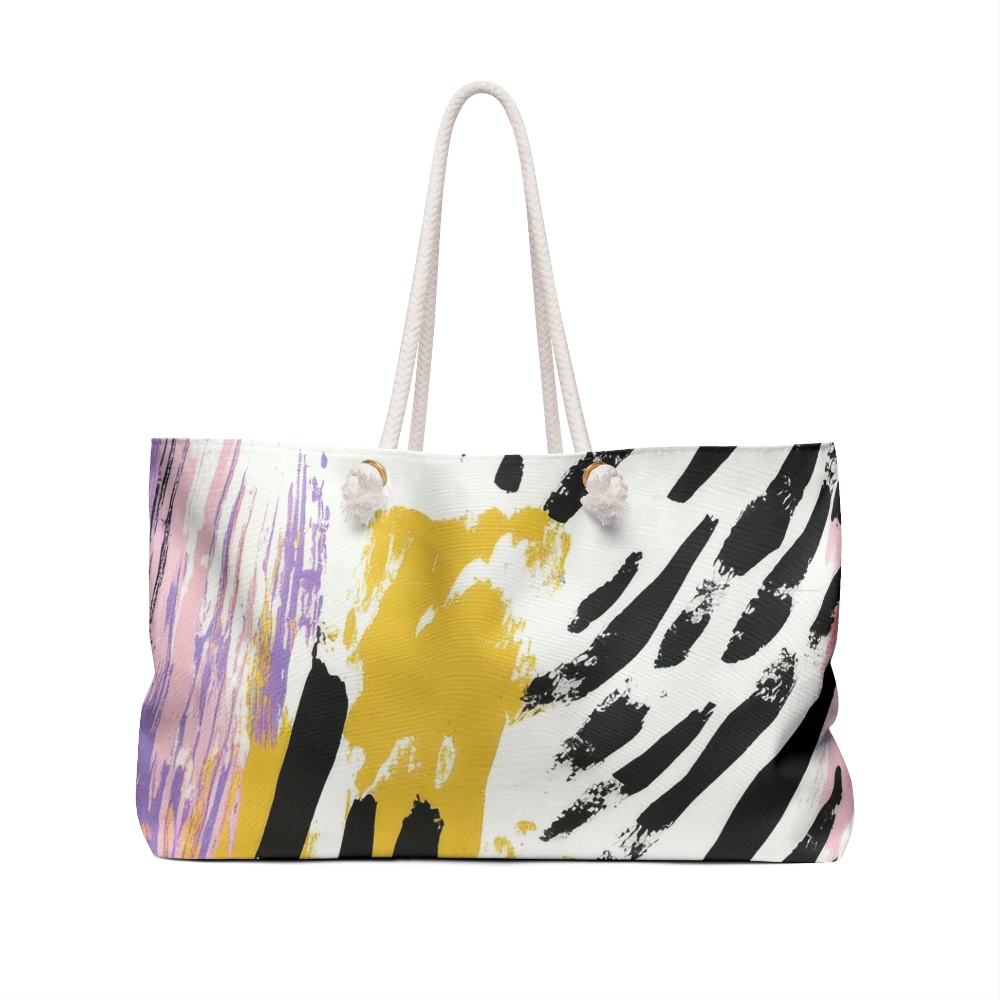 Wild Zebra Stripes x Paint Brush Strokes Multi-Color Weekender Bag, Artsulli - Art is Long, Life is Short, Bags, , , , , , , 