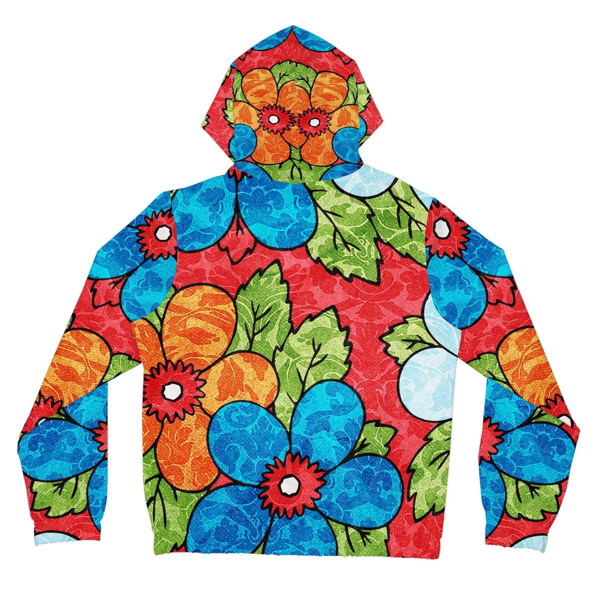 Groovy Red Floral Kl Women’s Full-Zip Hoodie (AOP), Artsulli - Art is Long, Life is Short, All Over Prints, , , , , , , 