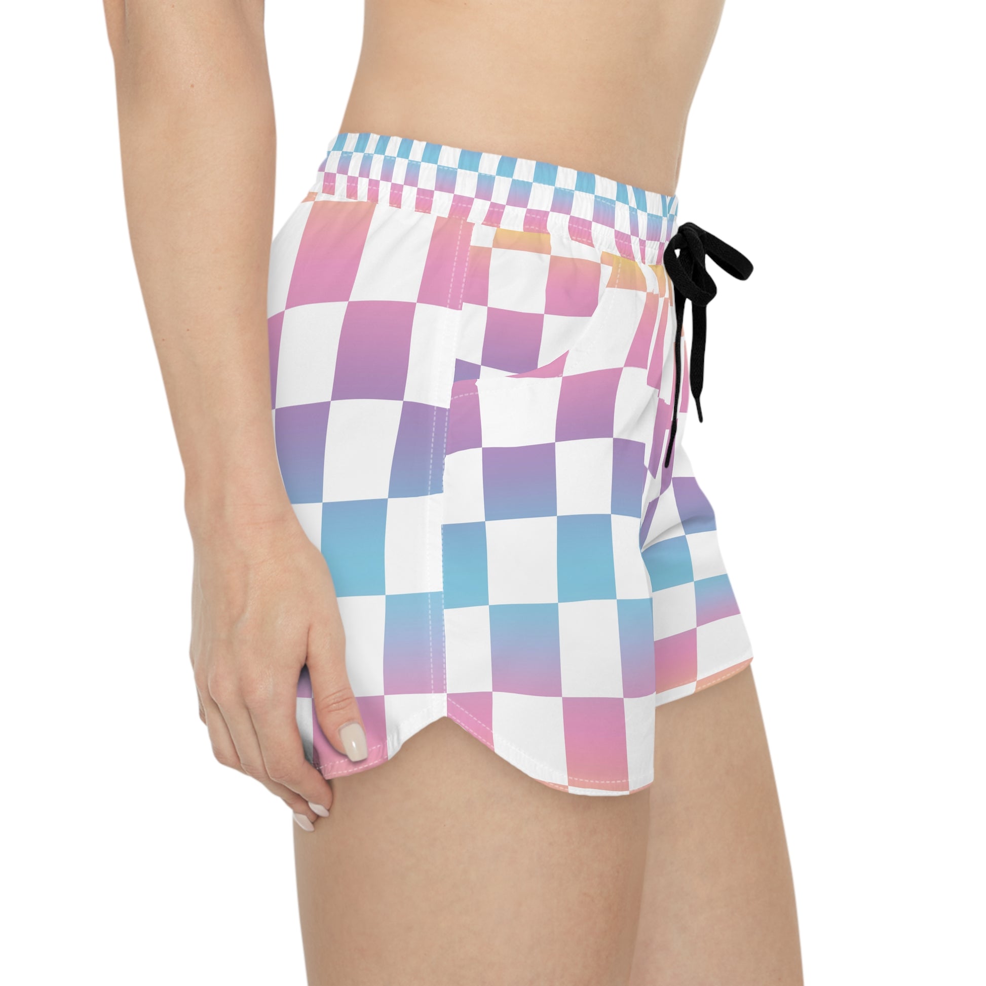 Vaporwave Check II Women's Casual Shorts (AOP), Artsulli - Art is Long, Life is Short, All Over Prints, , , , , , , 