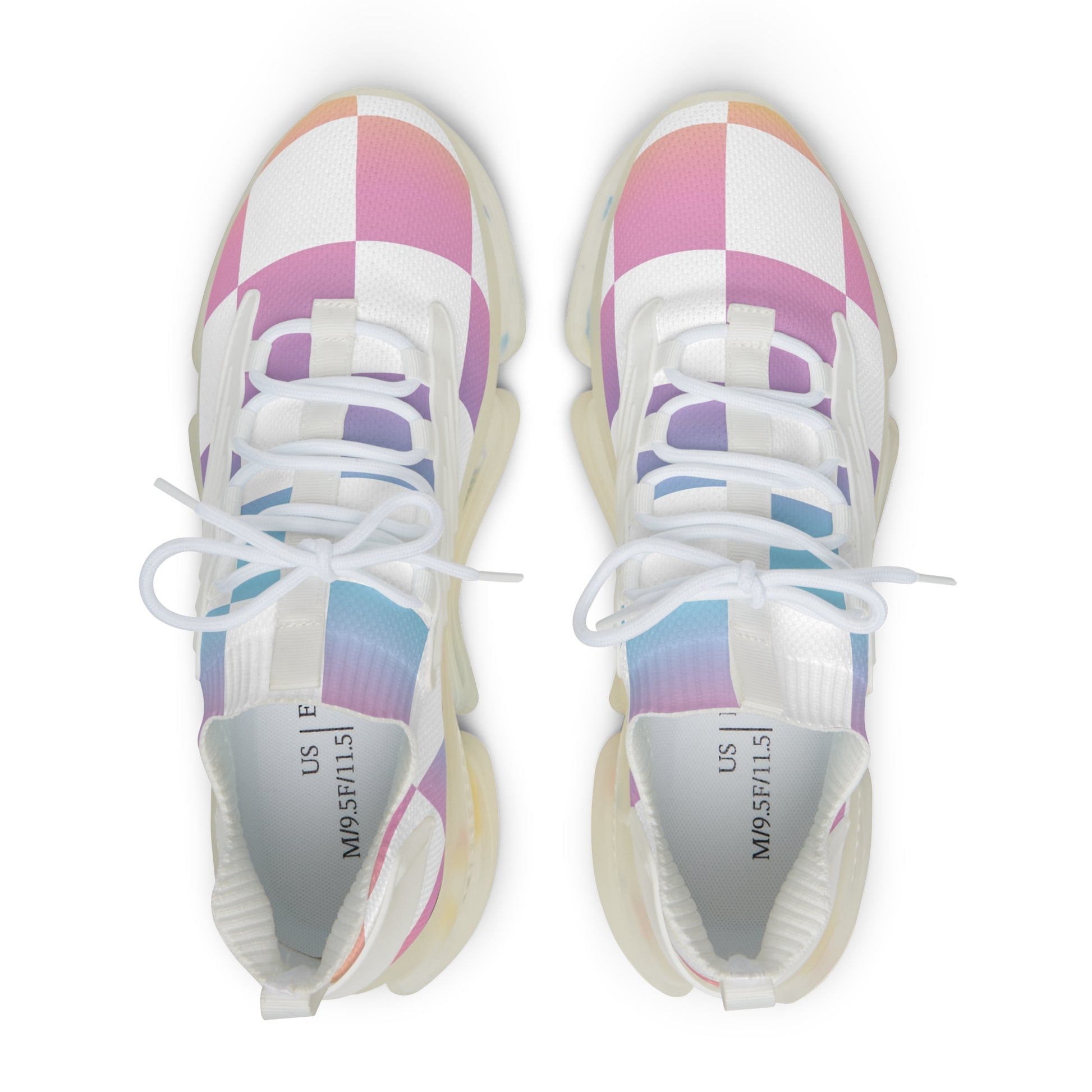 Vaporwave Check Men's Mesh Sneakers, Artsulli - Art is Long, Life is Short, Shoes, , , , , , , 