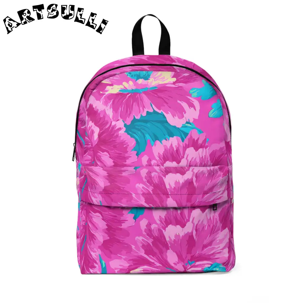 80s Dreamscape Floral Unisex Classic Backpack, Artsulli - Art is Long, Life is Short, Bags, Size, One size, , , , , 21911749222099544132