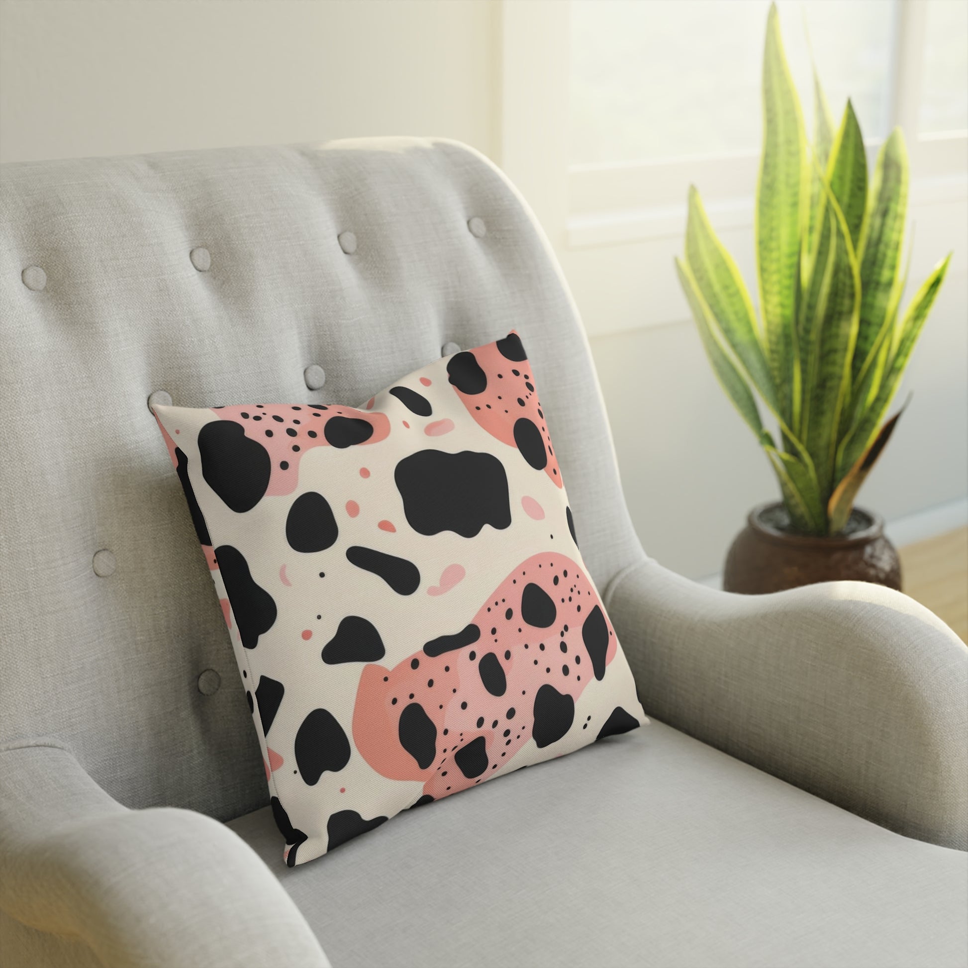 Organic Cow Print Cream and Pink Organic Cow Print Cream and Pink Cushion, Artsulli - Art is Long, Life is Short, Home Decor, , , , , , , 