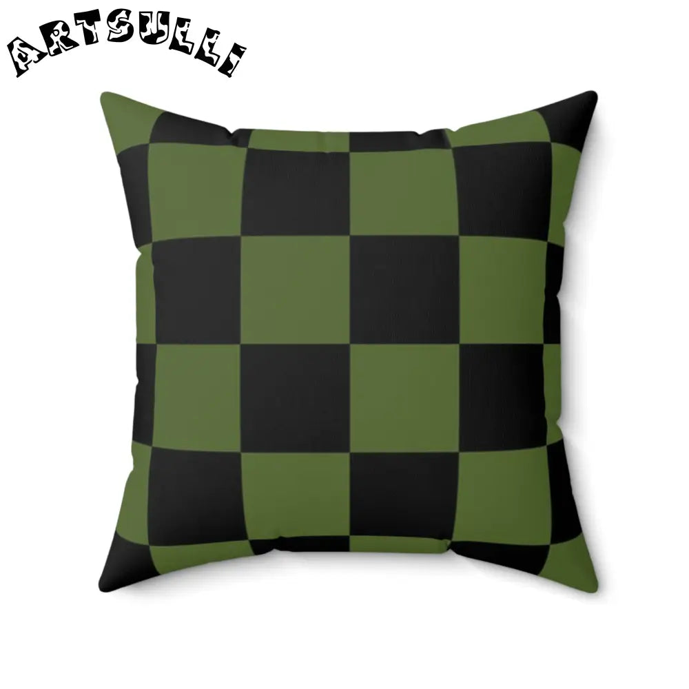 JAKKOUTTHEBXX Checkerboard Olive Green and Black Spun Polyester