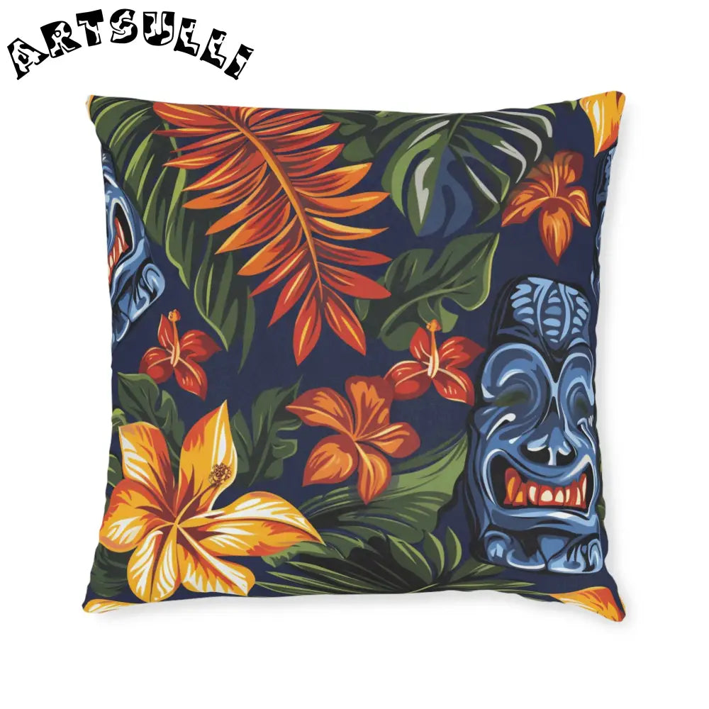 JAKKOUTTHEBXX Tropical Tiki Mask Throw Pillow 2025