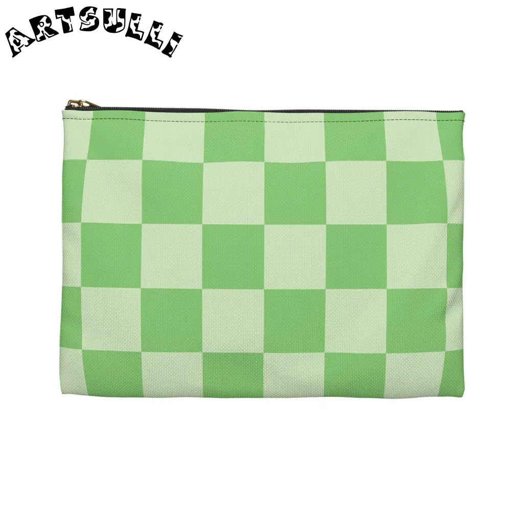 JAKKOUTTHEBXX Checkerboard Green Accessory Pouch JAKKOUTTHEBXX