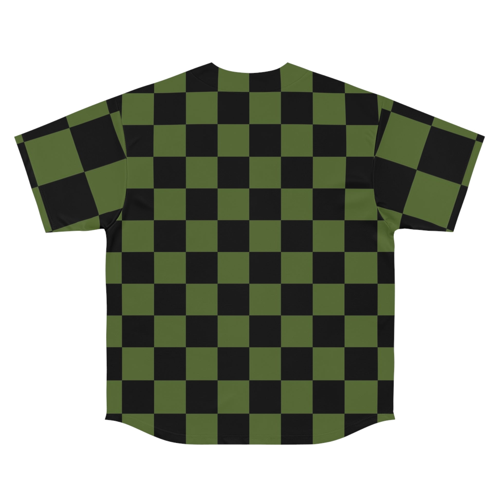 Checkerboard Olive Green and Black Men's Baseball Jersey (AOP), Artsulli - Art is Long, Life is Short, All Over Prints, , , , , , , 