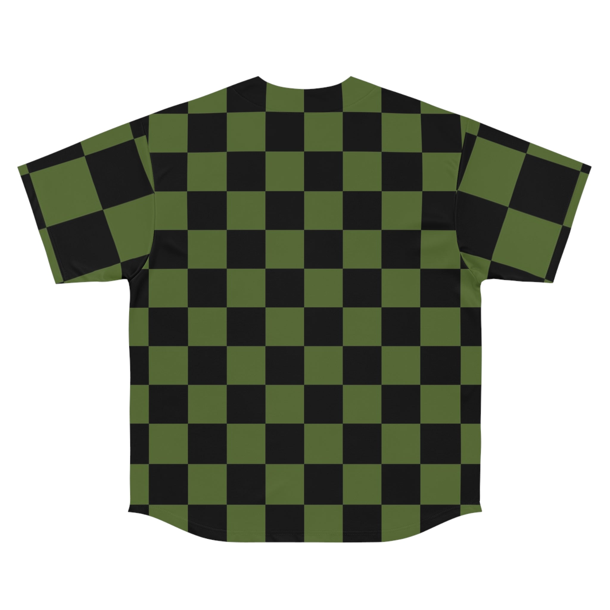 Checkerboard Olive Green and Black Men's Baseball Jersey (AOP), Artsulli - Art is Long, Life is Short, All Over Prints, , , , , , , 
