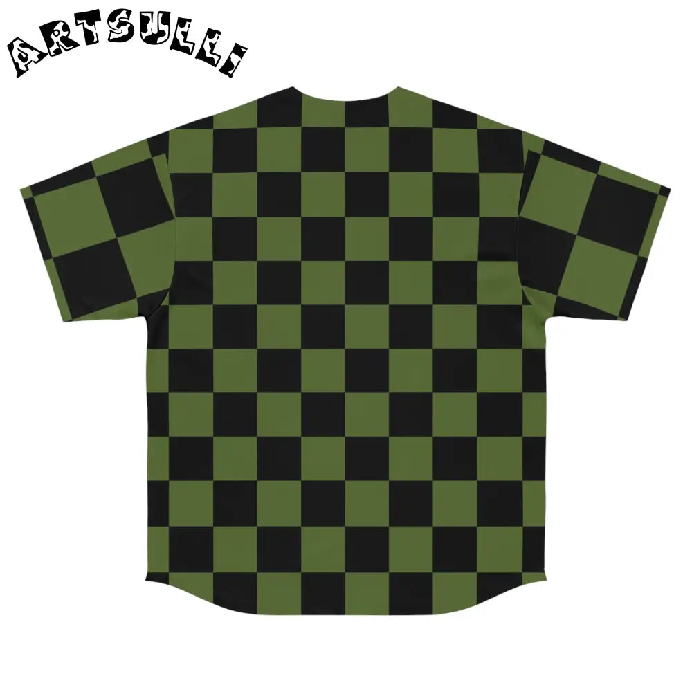 JAKKOUTTHEBXX Checkerboard Olive Green and Black Men’s Baseball