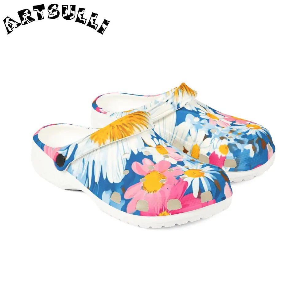 JAKKOUTTHEBXX CDG Daisy Dream Blue EVA Foam Rubber Shoes (AOP)