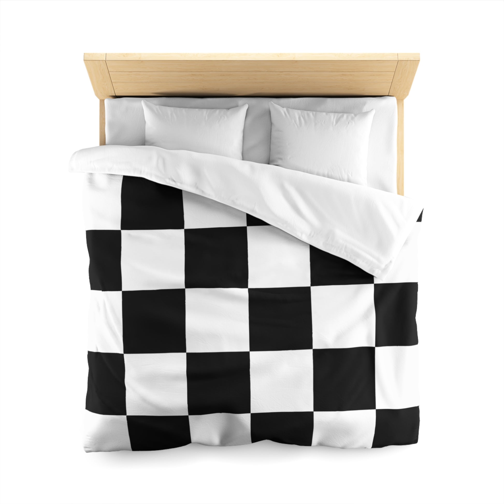 Checkerboard Black and White Microfiber Duvet Cover, Artsulli - Art is Long, Life is Short, Home Decor, , , , , , , 