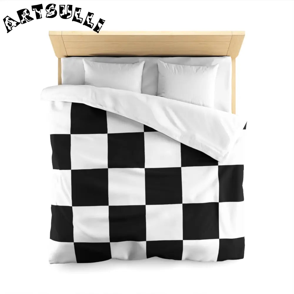 JAKKOUTTHEBXX Checkerboard Black and White Microfiber Duvet Cover