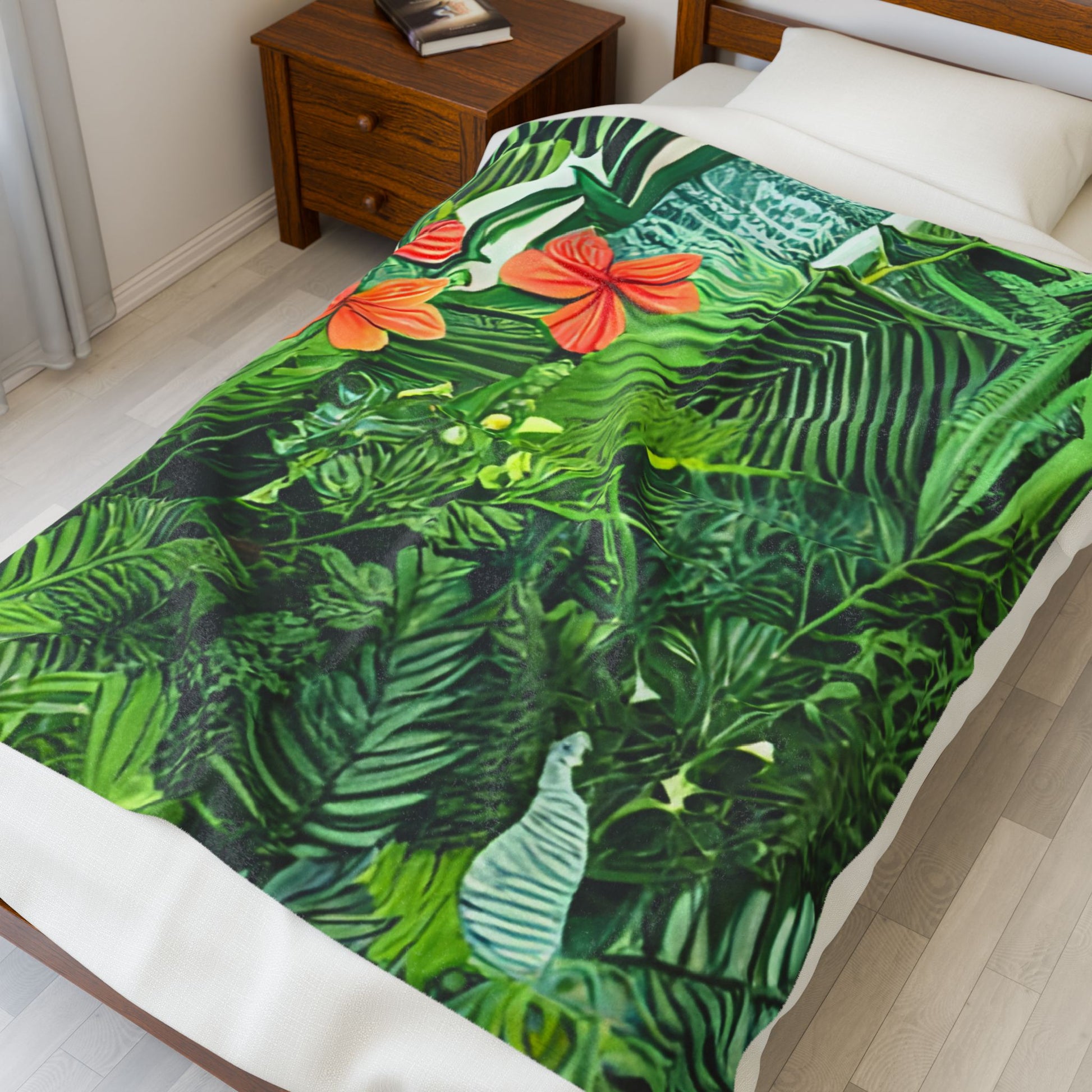 Jungle Zebra Art Velveteen Plush Blanket, Artsulli - Art is Long, Life is Short, All Over Prints, , , , , , , 
