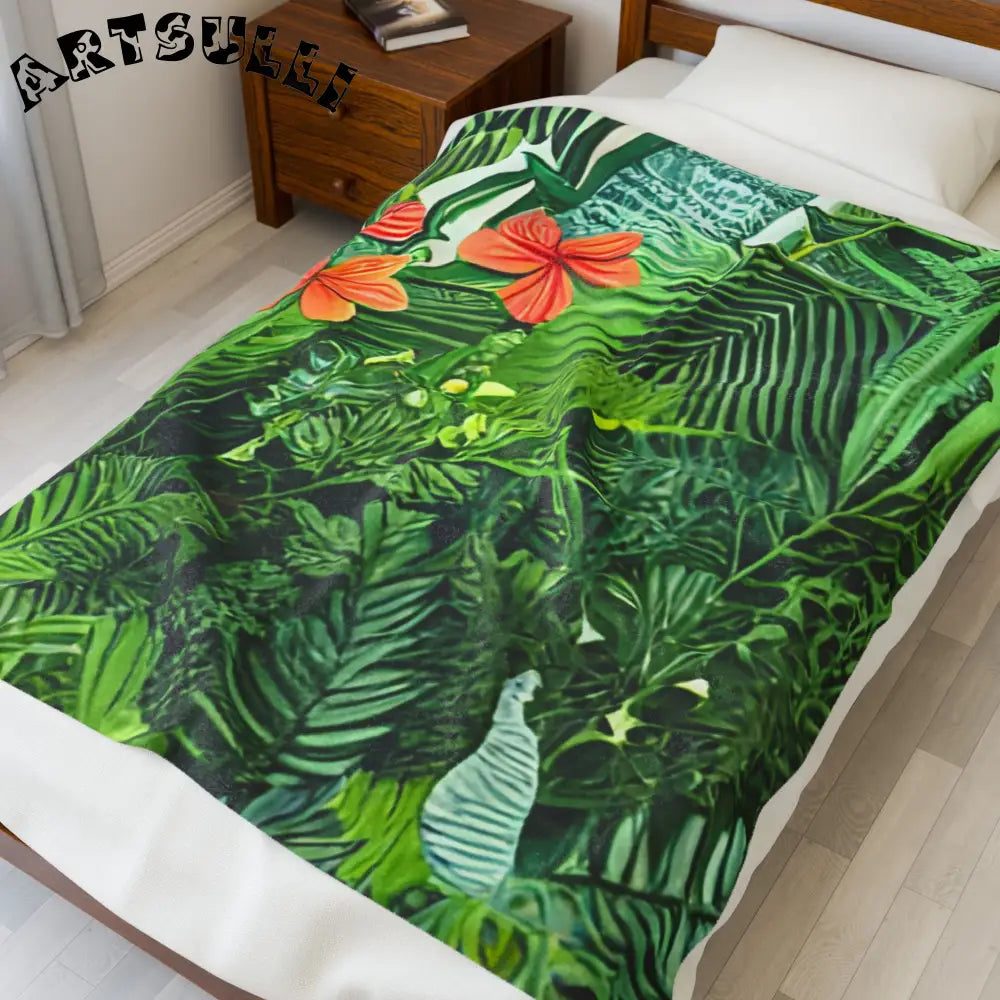 JAKKOUTTHEBXX Vibrant Jungle Scene Digital Art Print with Orange