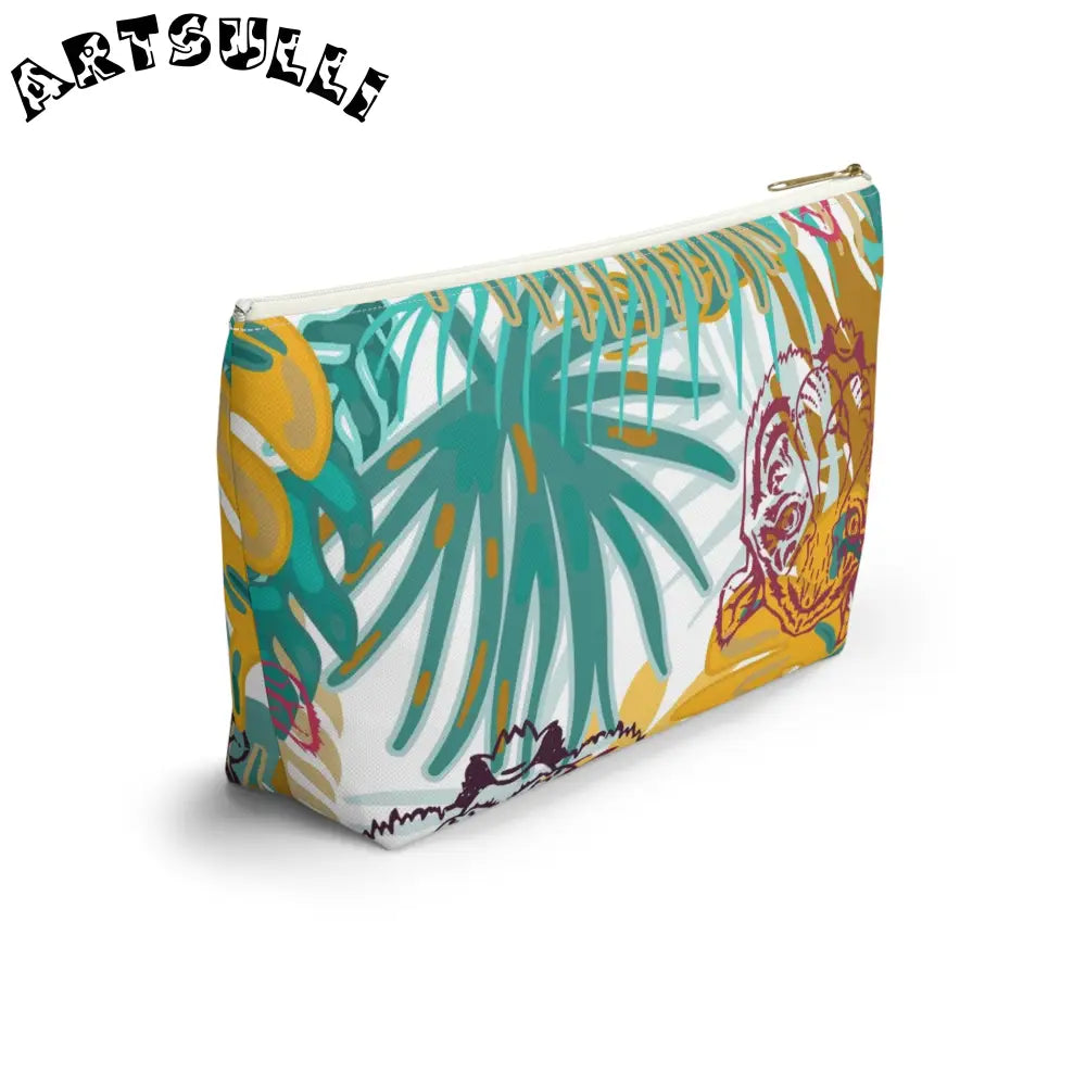 JAKKOUTTHEBXX Tropical Jungle Tigers Brown and Green Accessory Pouch