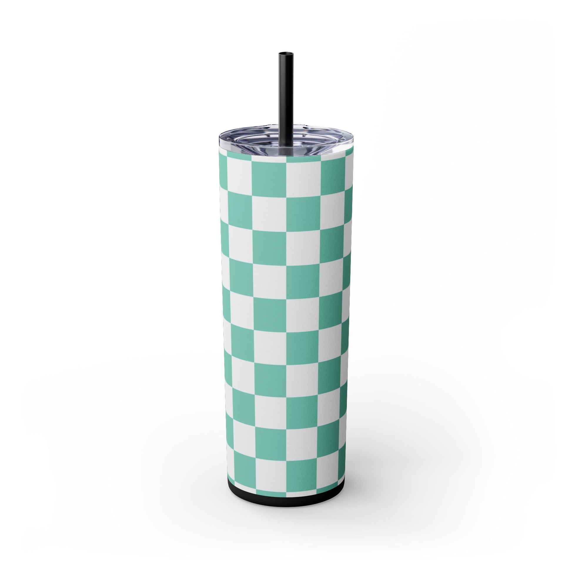 Checkerboard Light Green Skinny Tumbler with Straw, 20oz, Artsulli - Art is Long, Life is Short, Mug, Finish, Matte, Color, Black, Size, 20oz, 14156829599124248029