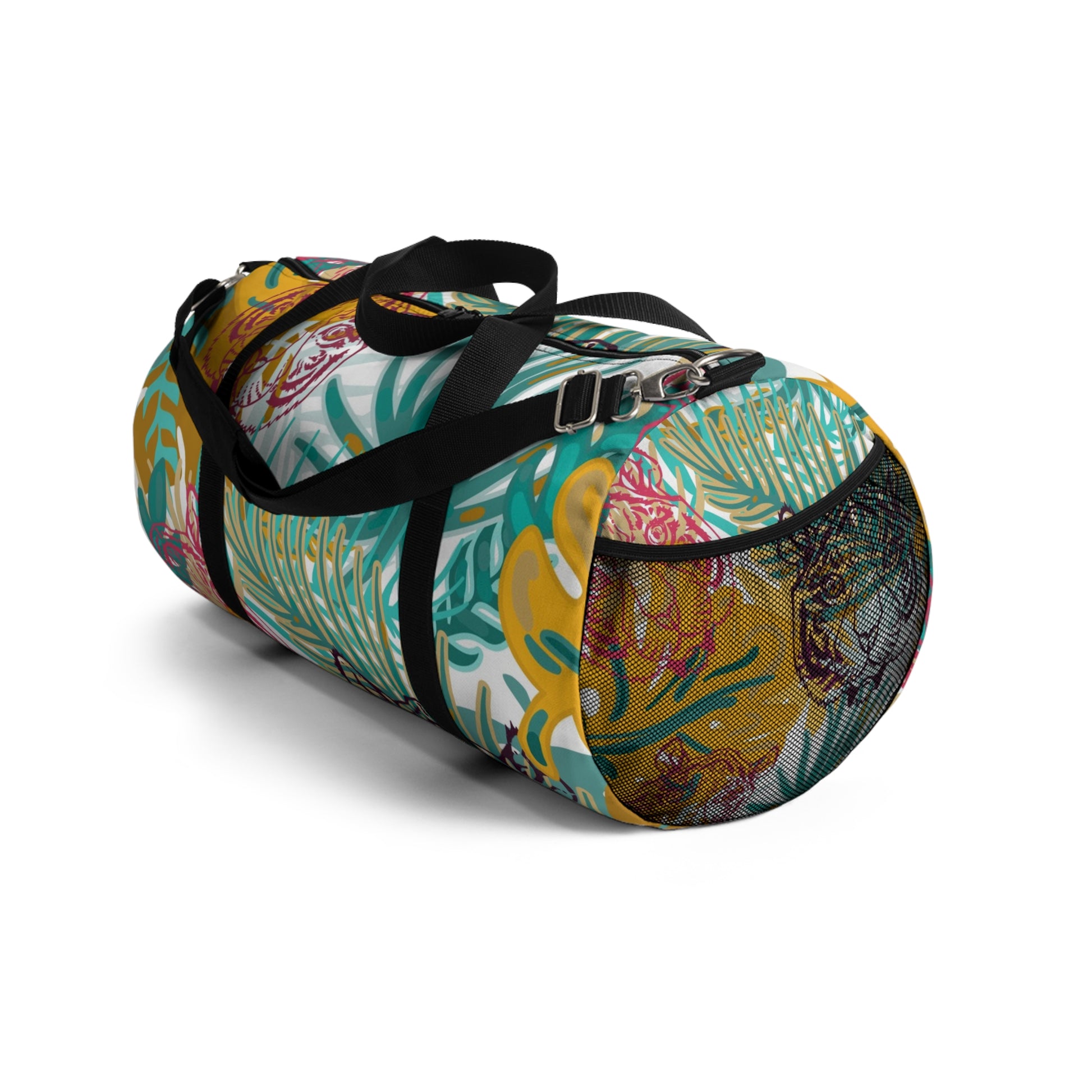 Tropical Jungle Tigers Brown and Green Duffel Bag, Artsulli - Art is Long, Life is Short, Bags, , , , , , , 