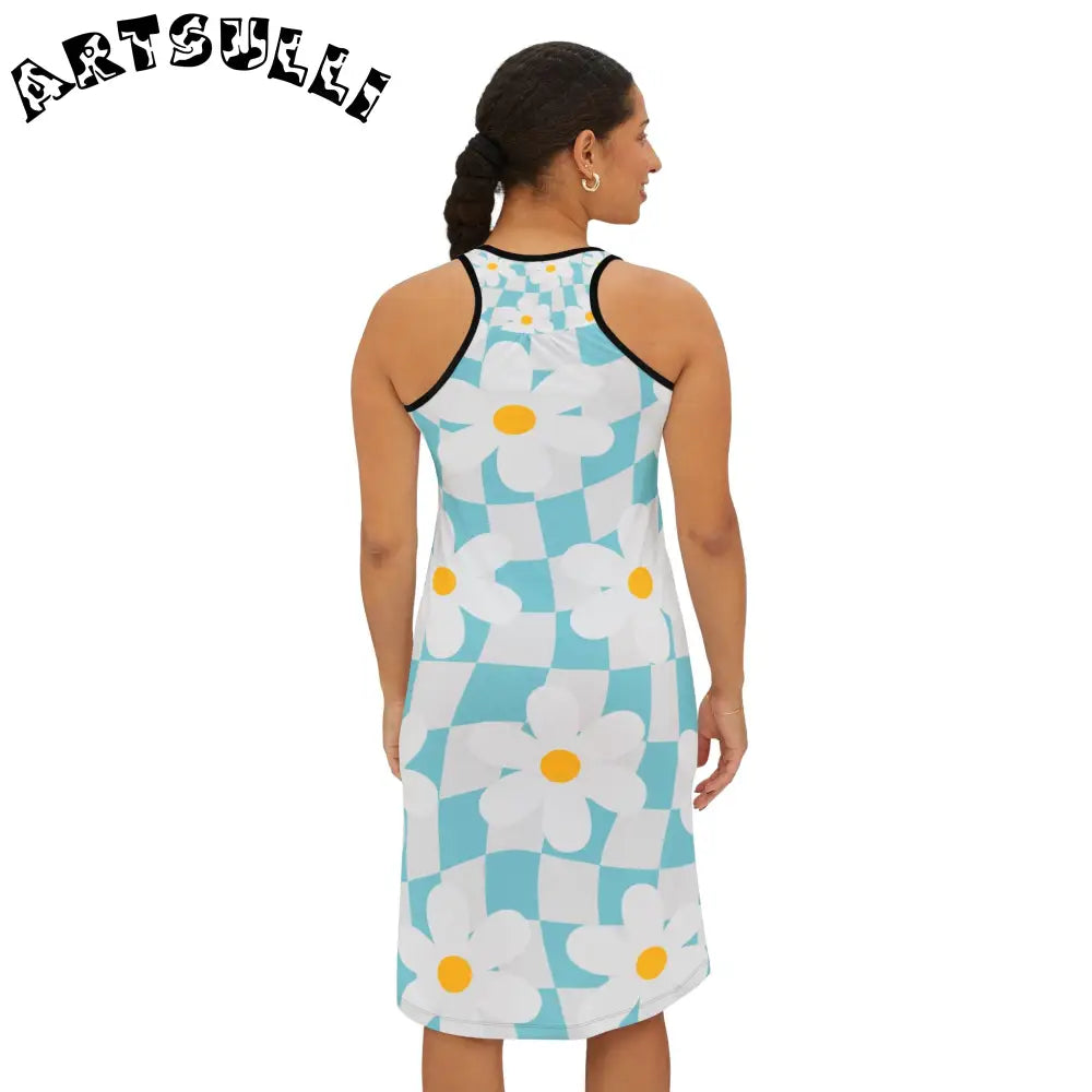 JAKKOUTTHEBXX Trippy Check Garden Women’s Racerback Dress (AOP)