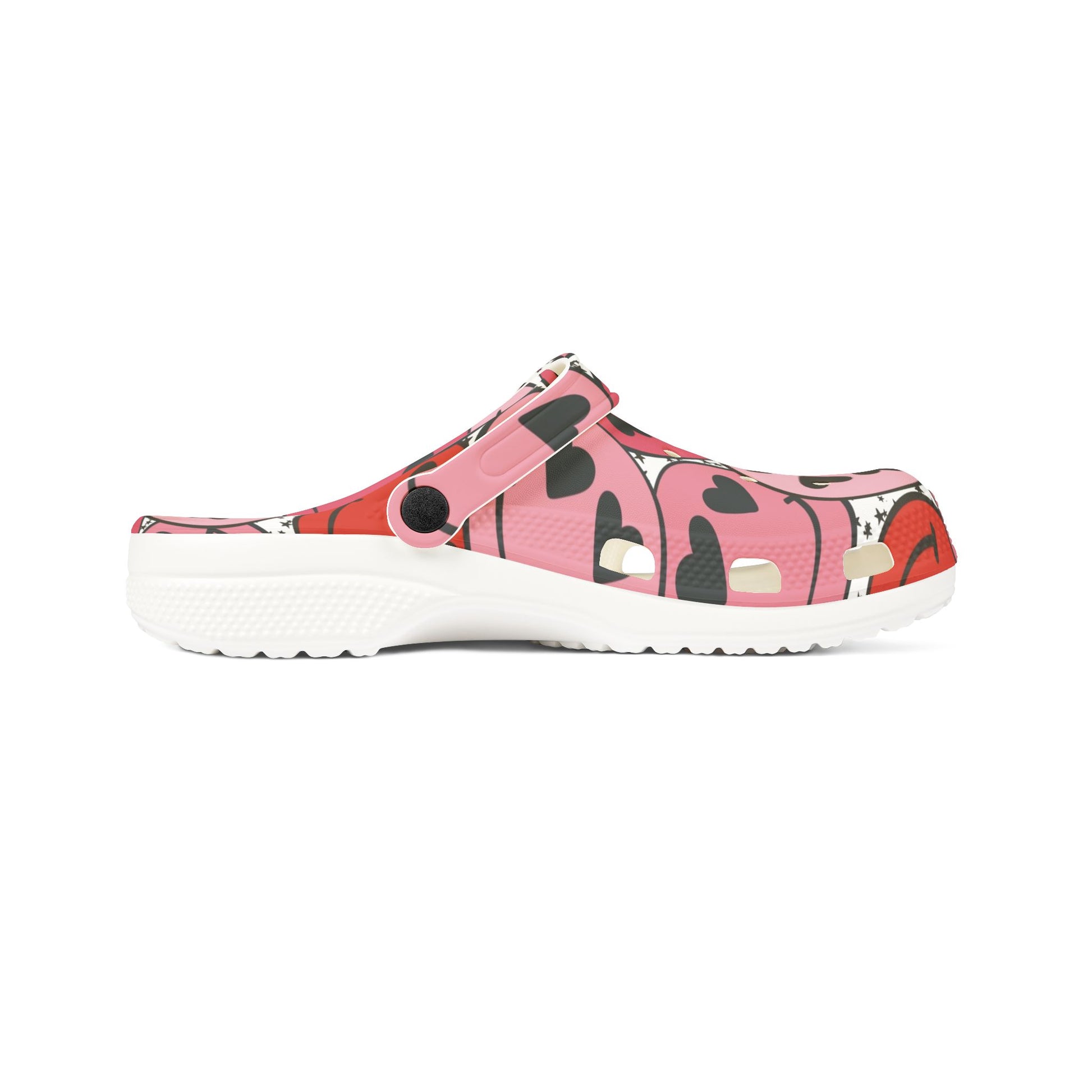 Smiley Face x Heart Eyes Pink and Red EVA Foam Rubber Shoes (AOP), Artsulli - Art is Long, Life is Short, Shoes, , , , , , , 