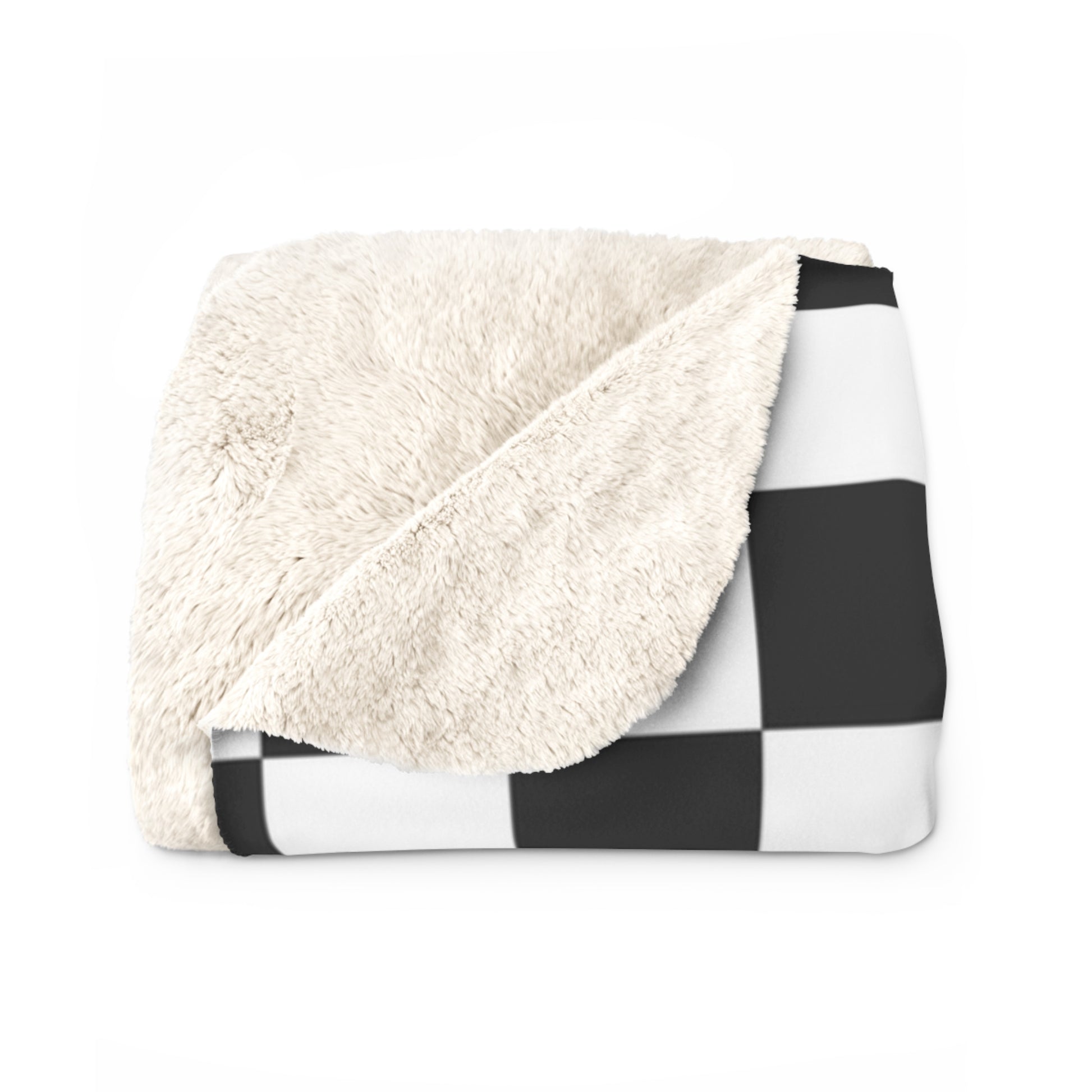 Checkerboard White and Black Sherpa Fleece Blanket, Artsulli - Art is Long, Life is Short, Home Decor, , , , , , , 