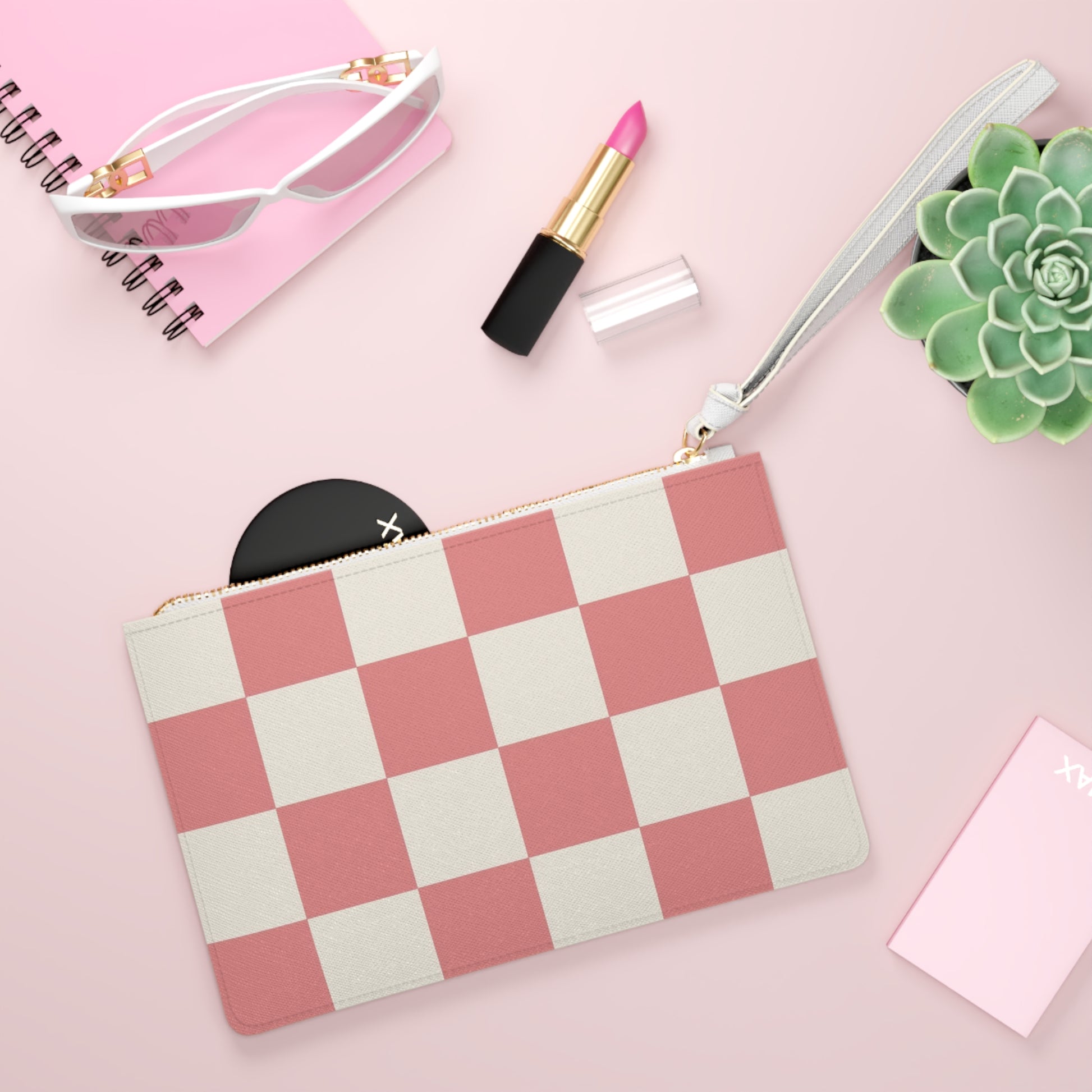 Retro Checkered Grassland Sprites Clutch Bag, Artsulli - Art is Long, Life is Short, Bags, , , , , , , 