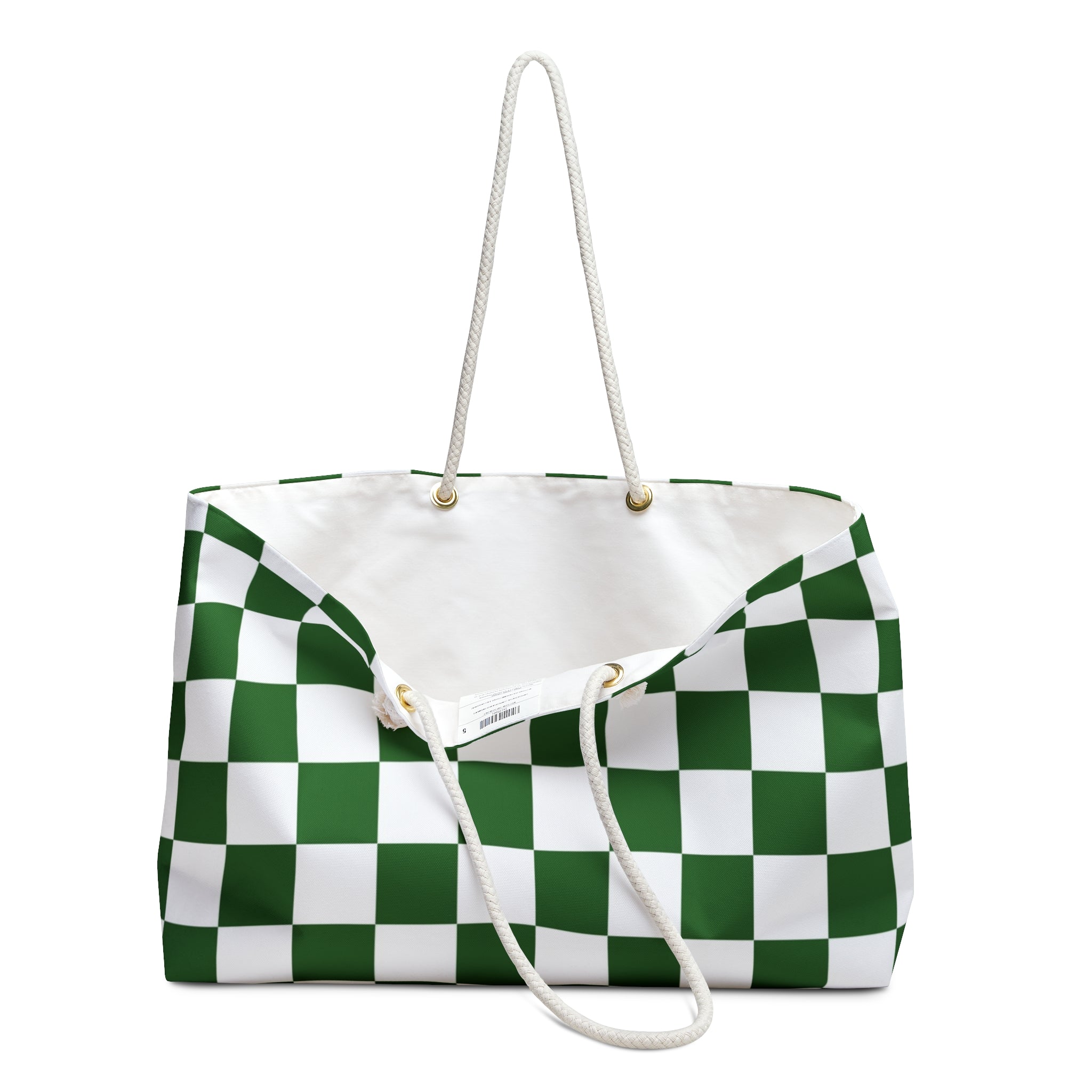 Checkerboard White and Dark Green Weekender Bag, Artsulli - Art is Long, Life is Short, Bags, , , , , , , 